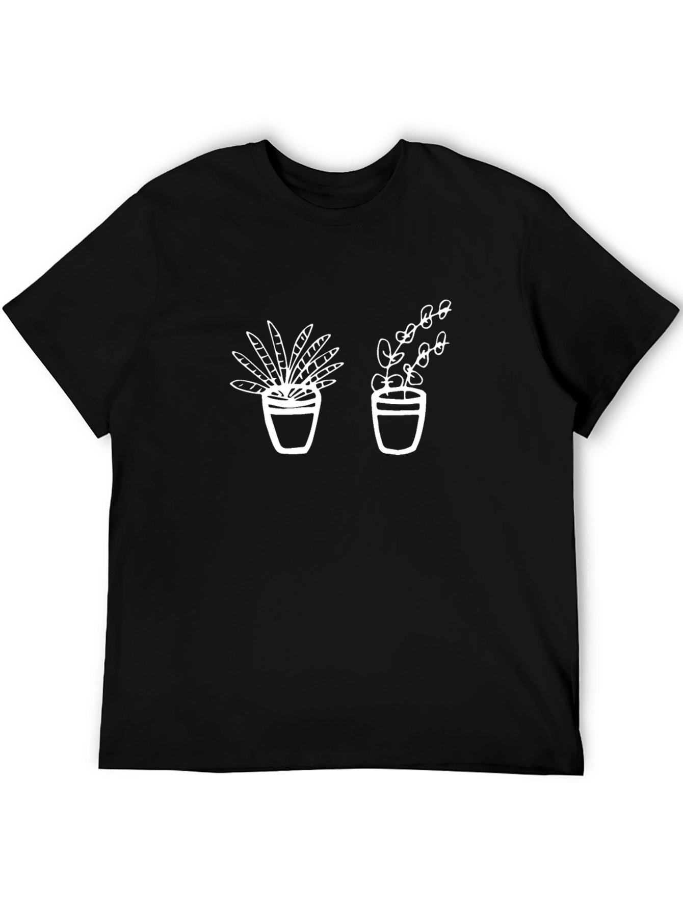 Potted Plants Graphic Tee - Black Cotton T-Shirt - 5