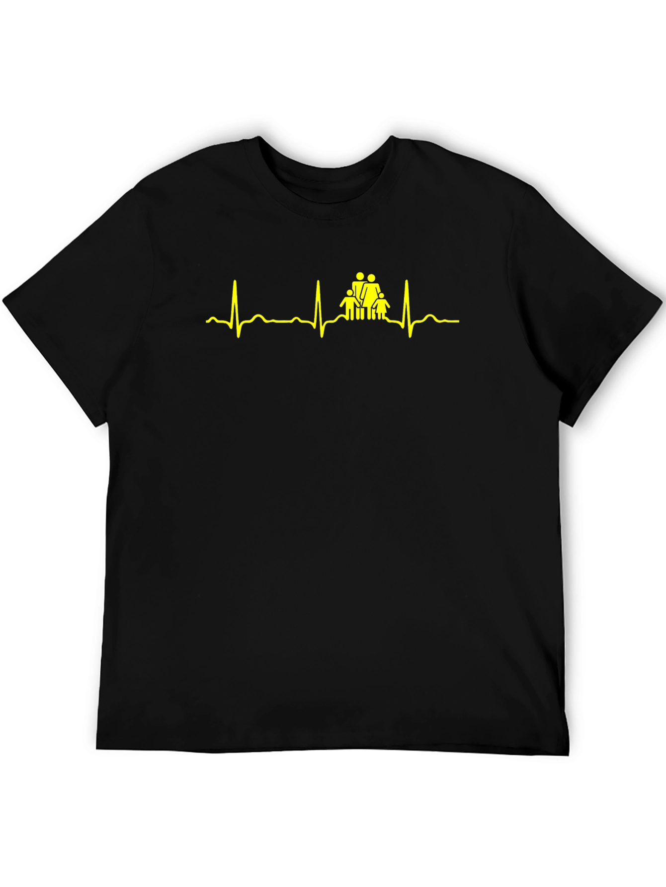 Black Heartbeat Family Graphic T-Shirt view 5