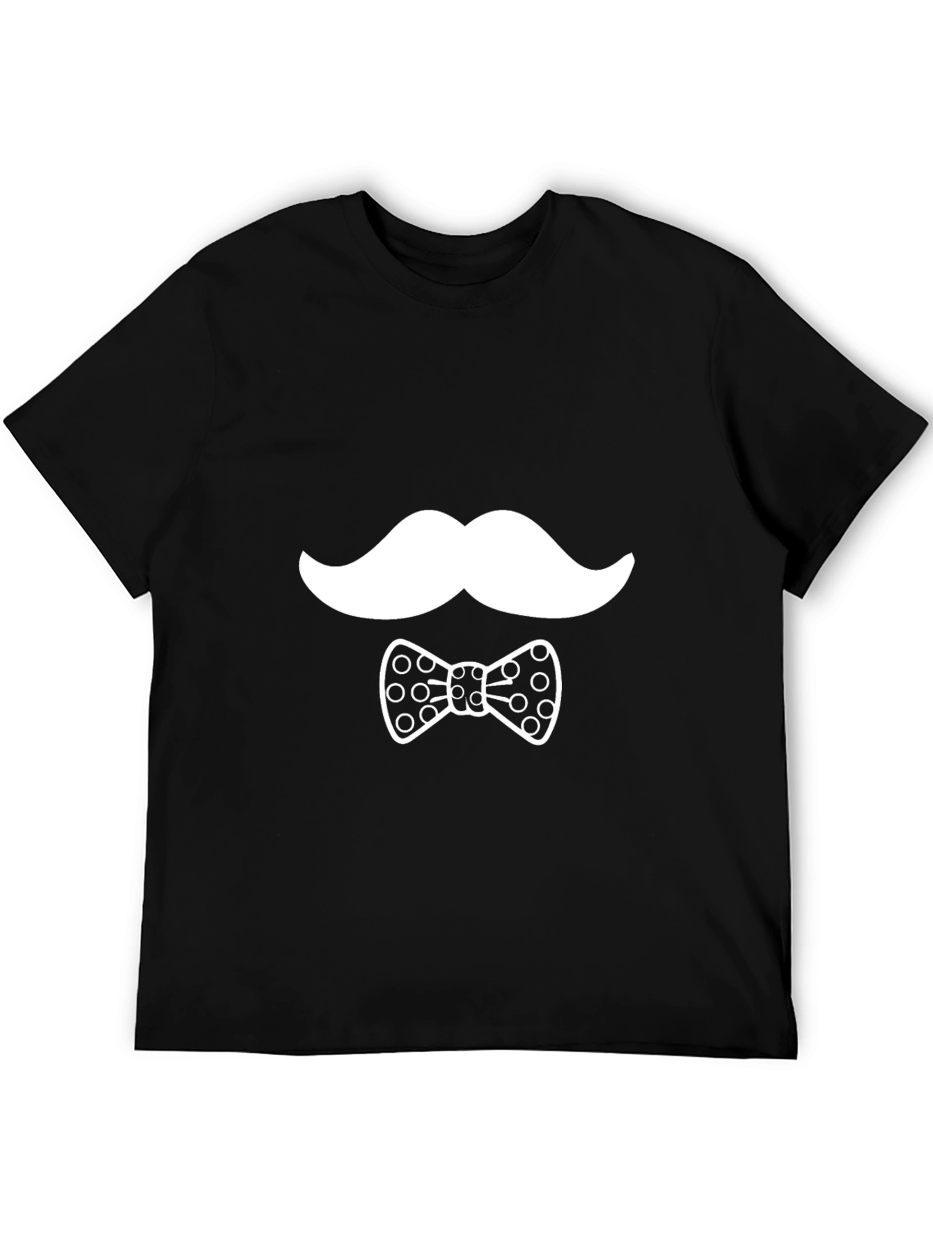 Black Novelty Mustache & Bow Tie Graphic Black T-Shirt view 5