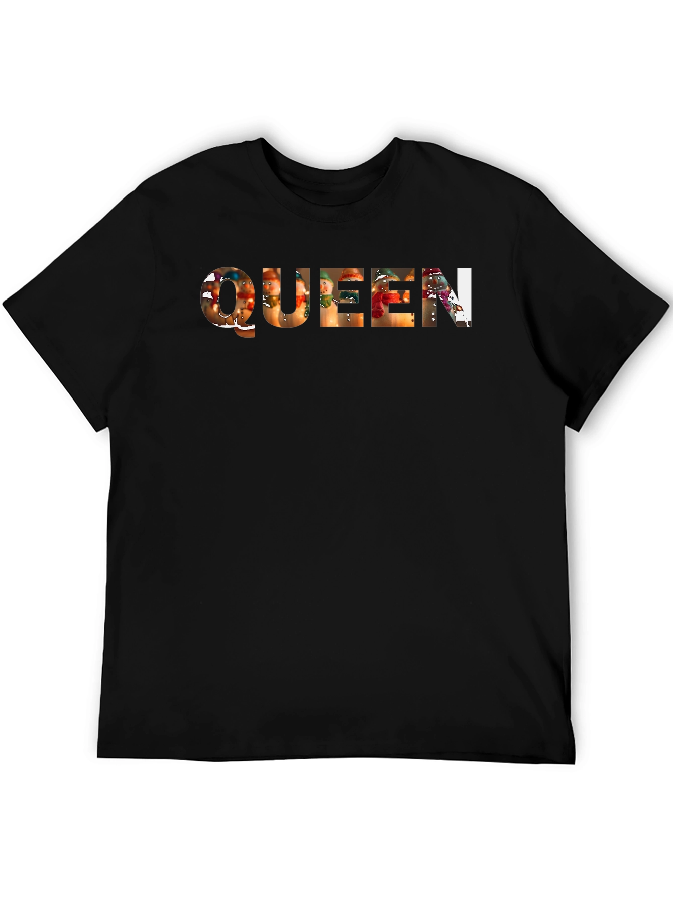 Black Queen Snowman T-Shirt - Festive Holiday Apparel view 5