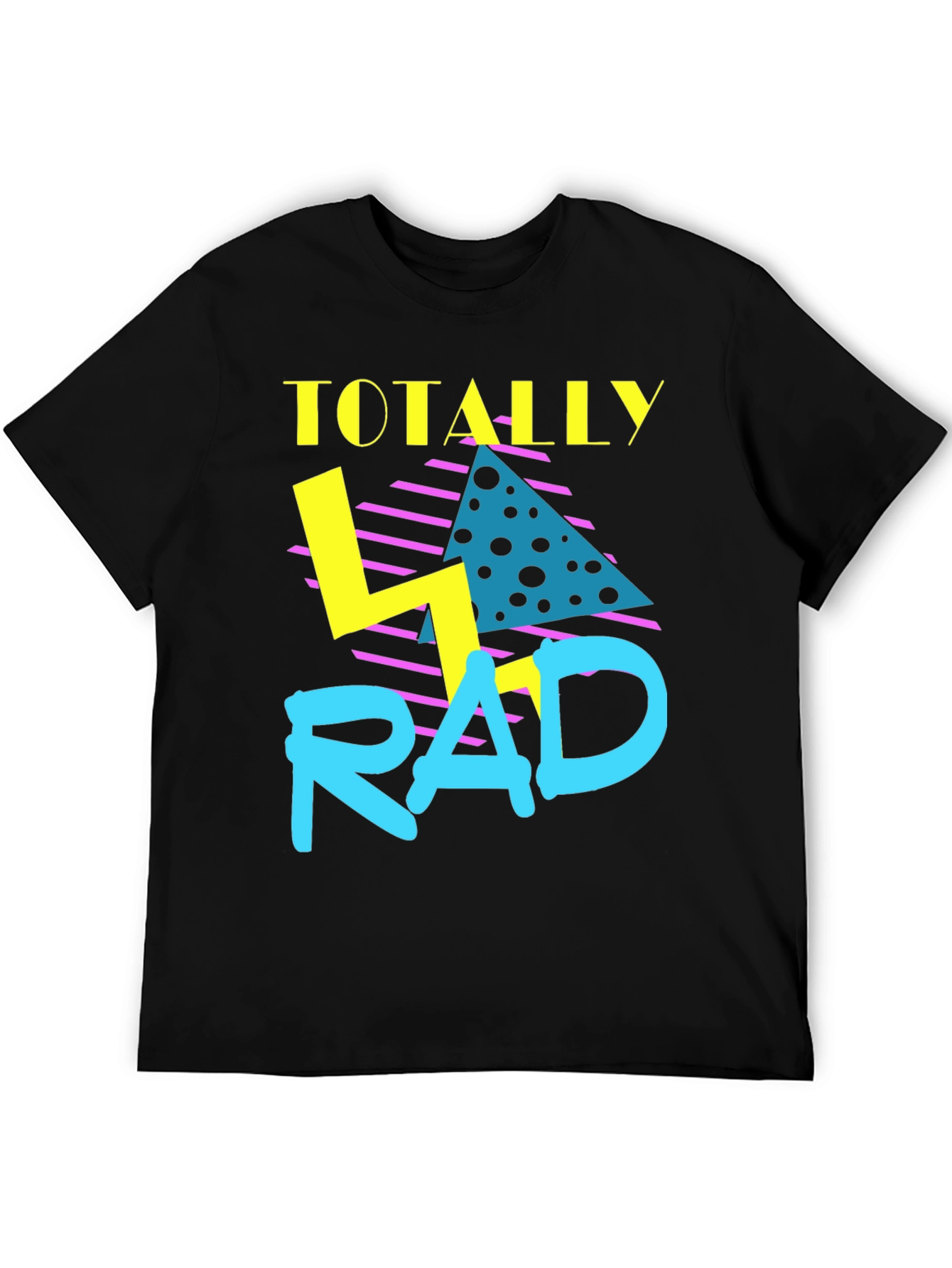 Black Totally Rad Retro Graphic Tee - 80s Throwback T-Shirt view 5