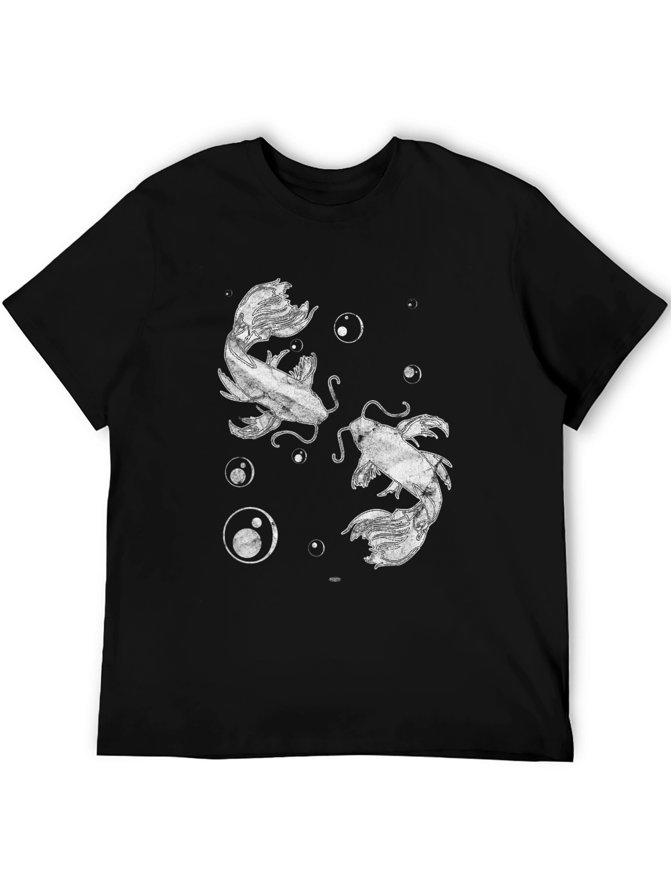 Black Koi Fish Graphic Print Black T-Shirt view 5