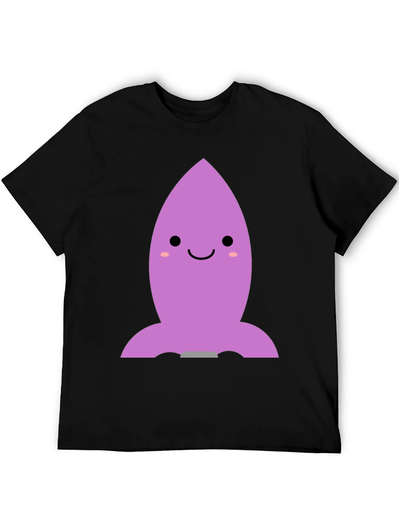 Black Cute Cartoon Rocket T-Shirt - Black Cotton Blend view 5