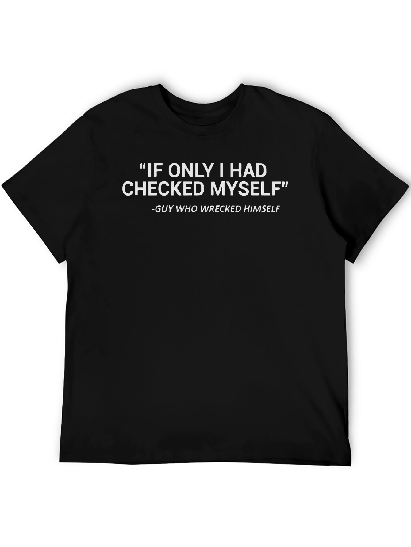 Black Funny Slogan Black T-Shirt - Checked Myself view 5