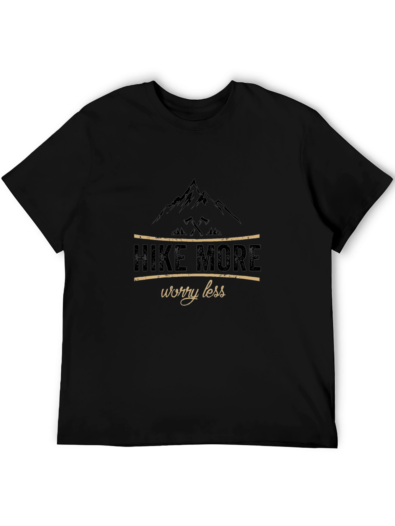Black Hike More Worry Less Black Graphic T-Shirt view 5