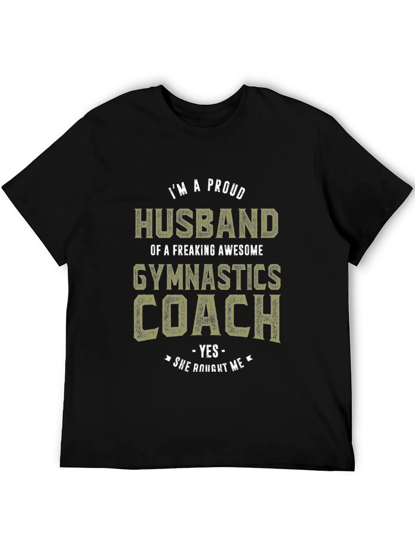 Black Proud Husband Gymnastics Coach Graphic Tee view 5