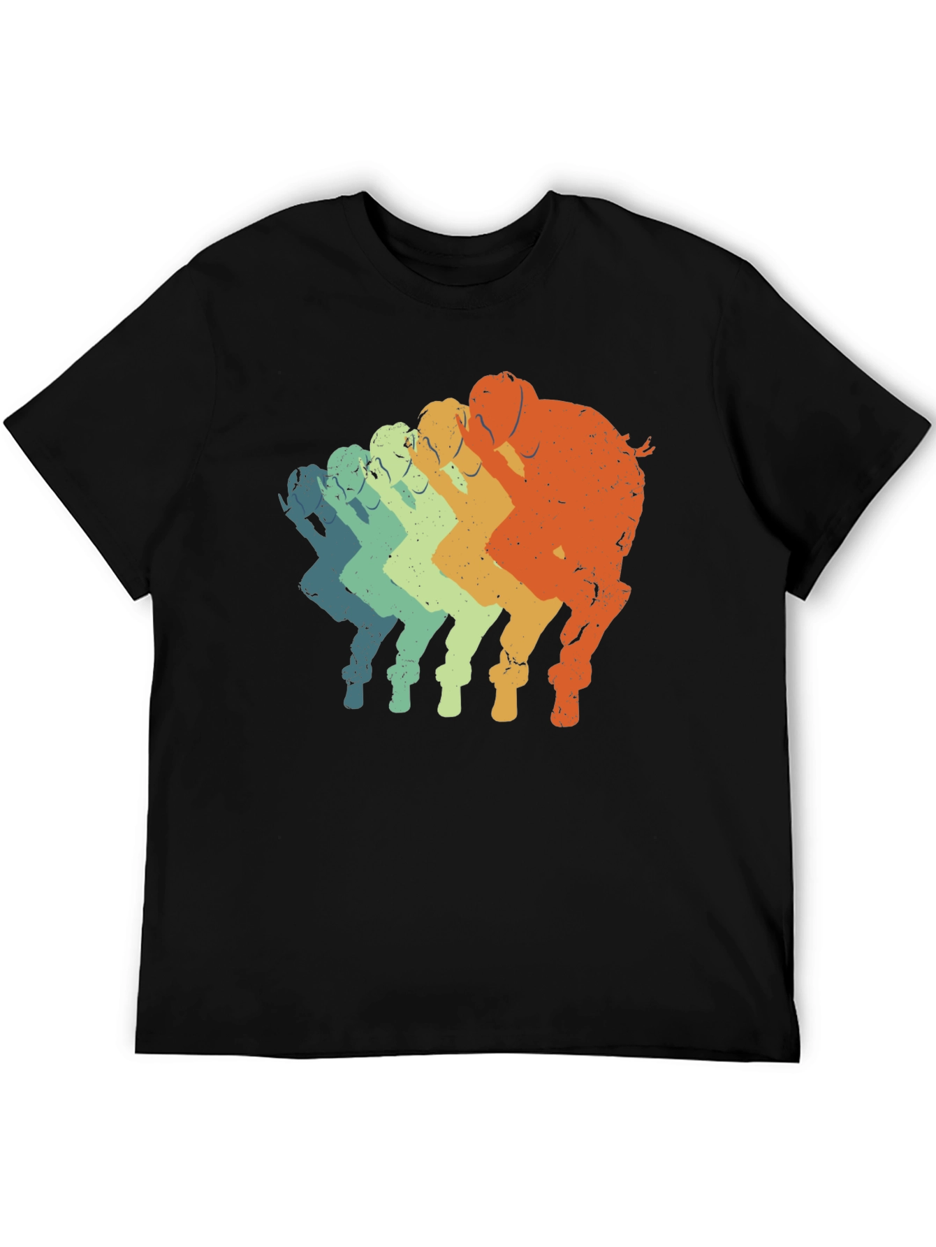 Black Retro Elephant T-Shirt - Gradient Design view 5