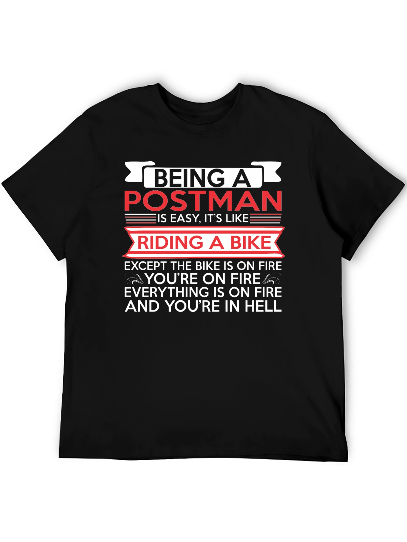 Postman Hell Funny T-Shirt - Bike On Fire - 5