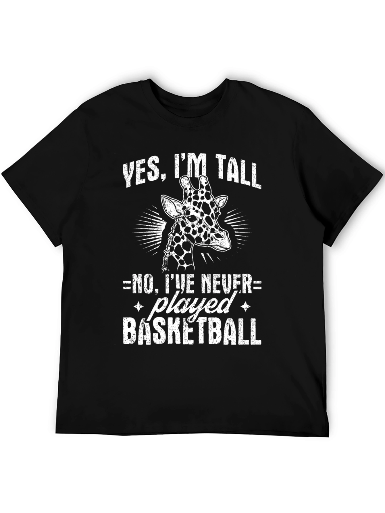 Black Funny Giraffe T-Shirt - Yes I'm Tall Basketball Tee view 5