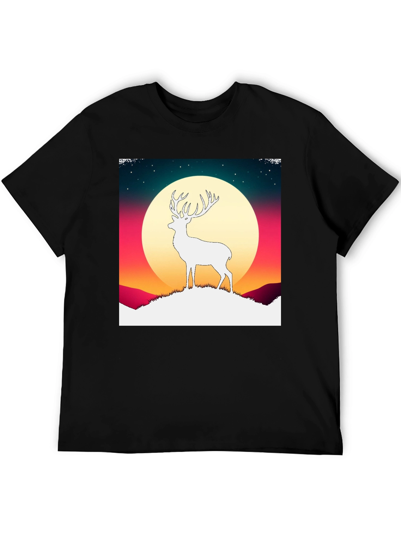 Black Deer Silhouette Graphic Tee - Men's Black T-Shirt view 5