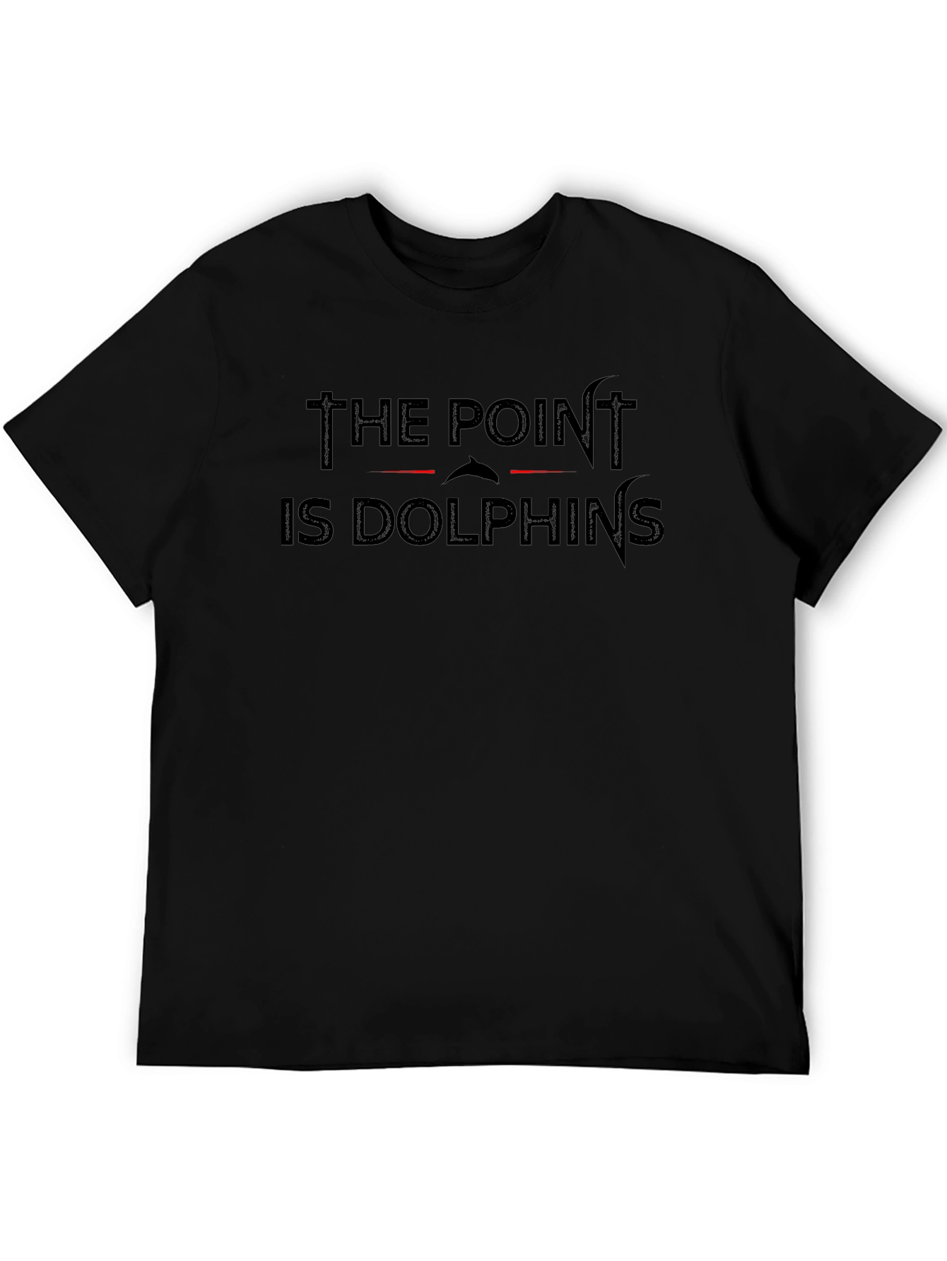 Black The Point Is Dolphins Black T-Shirt view 5