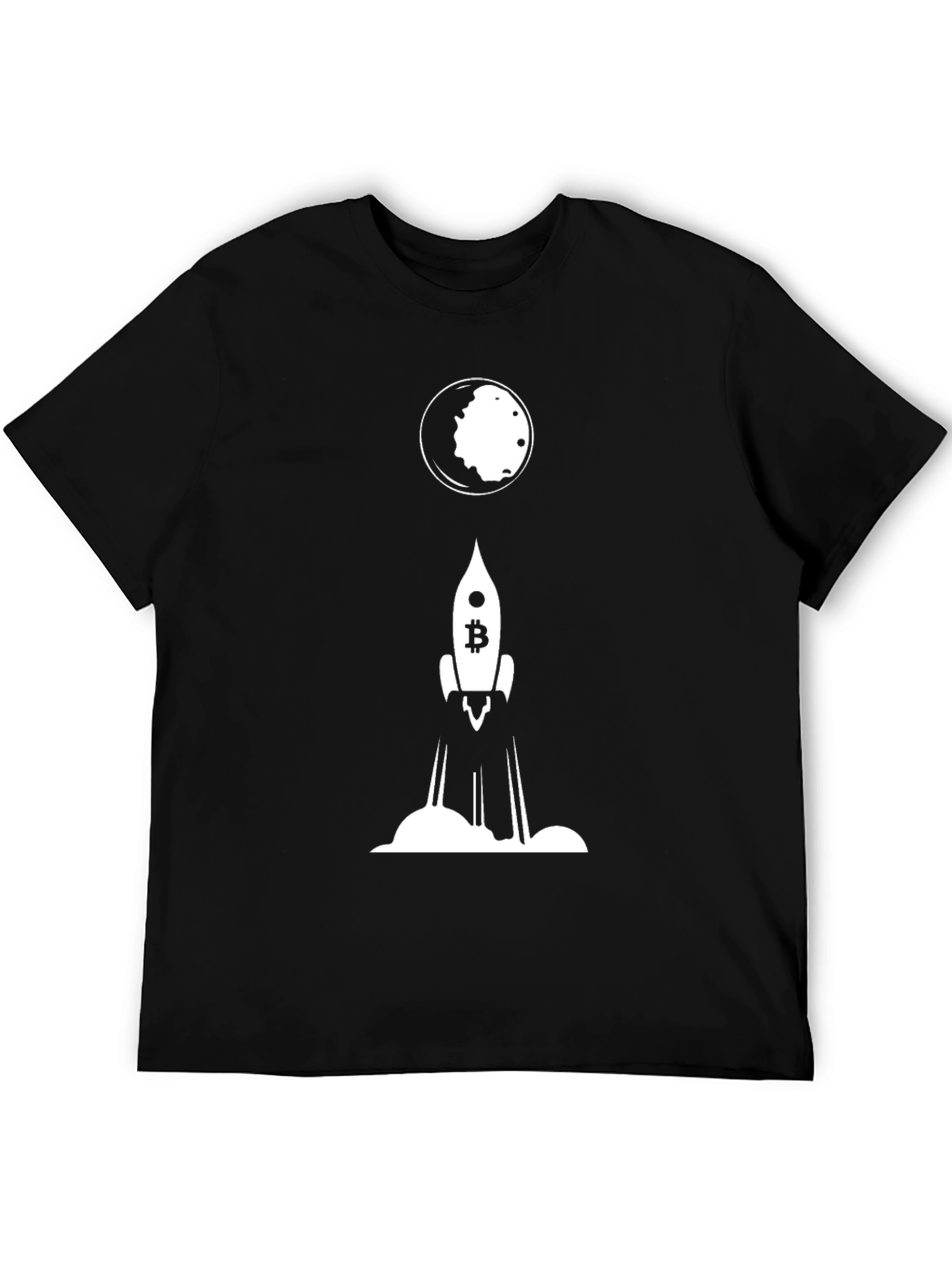 Black Bitcoin Rocket to the Moon Black T-Shirt view 5