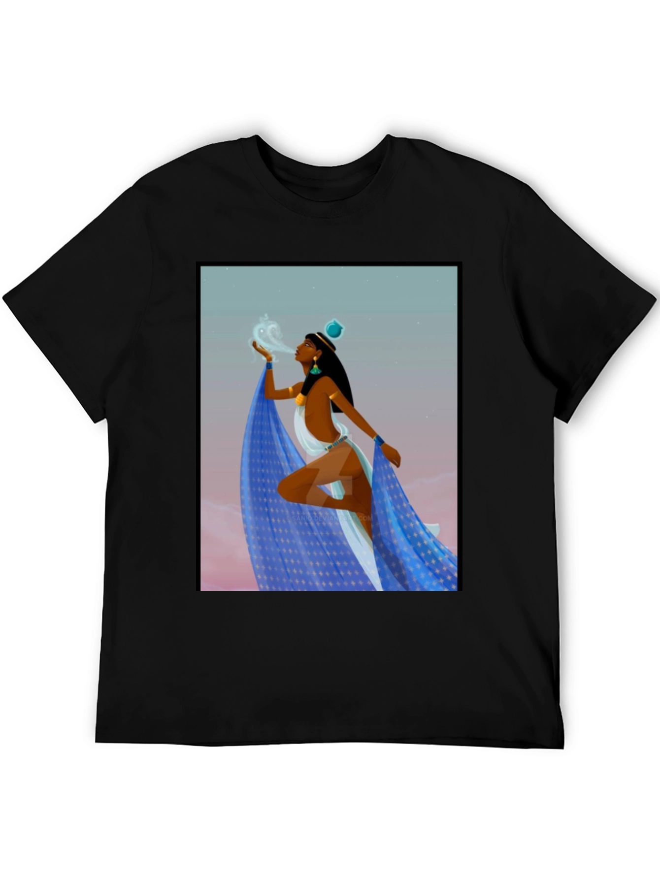 Black Egyptian Woman Design Black T-Shirt view 5