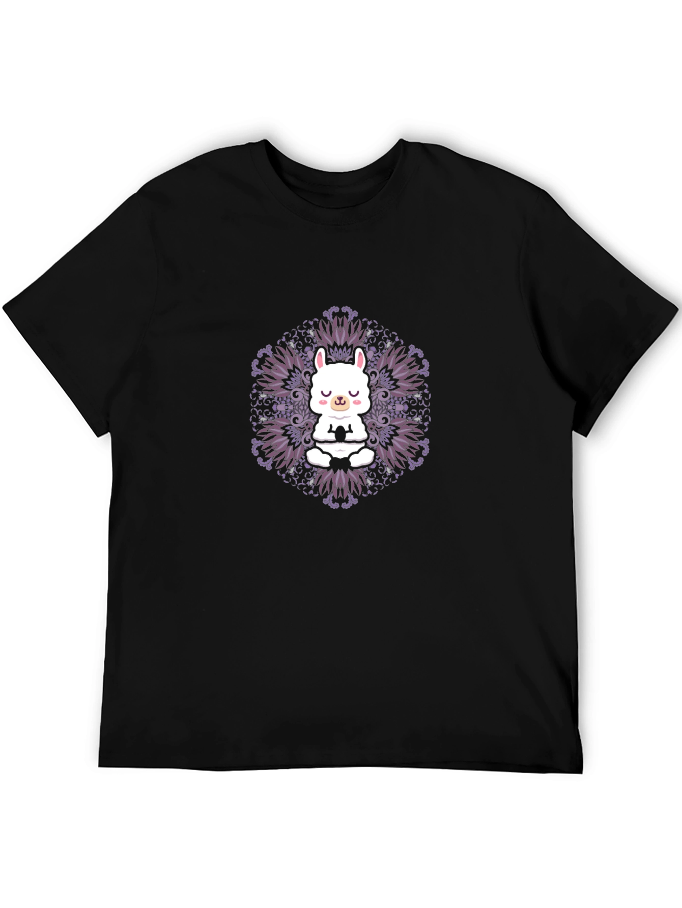Black Llama Mandala Graphic Tee - Meditating Animal Shirt view 5