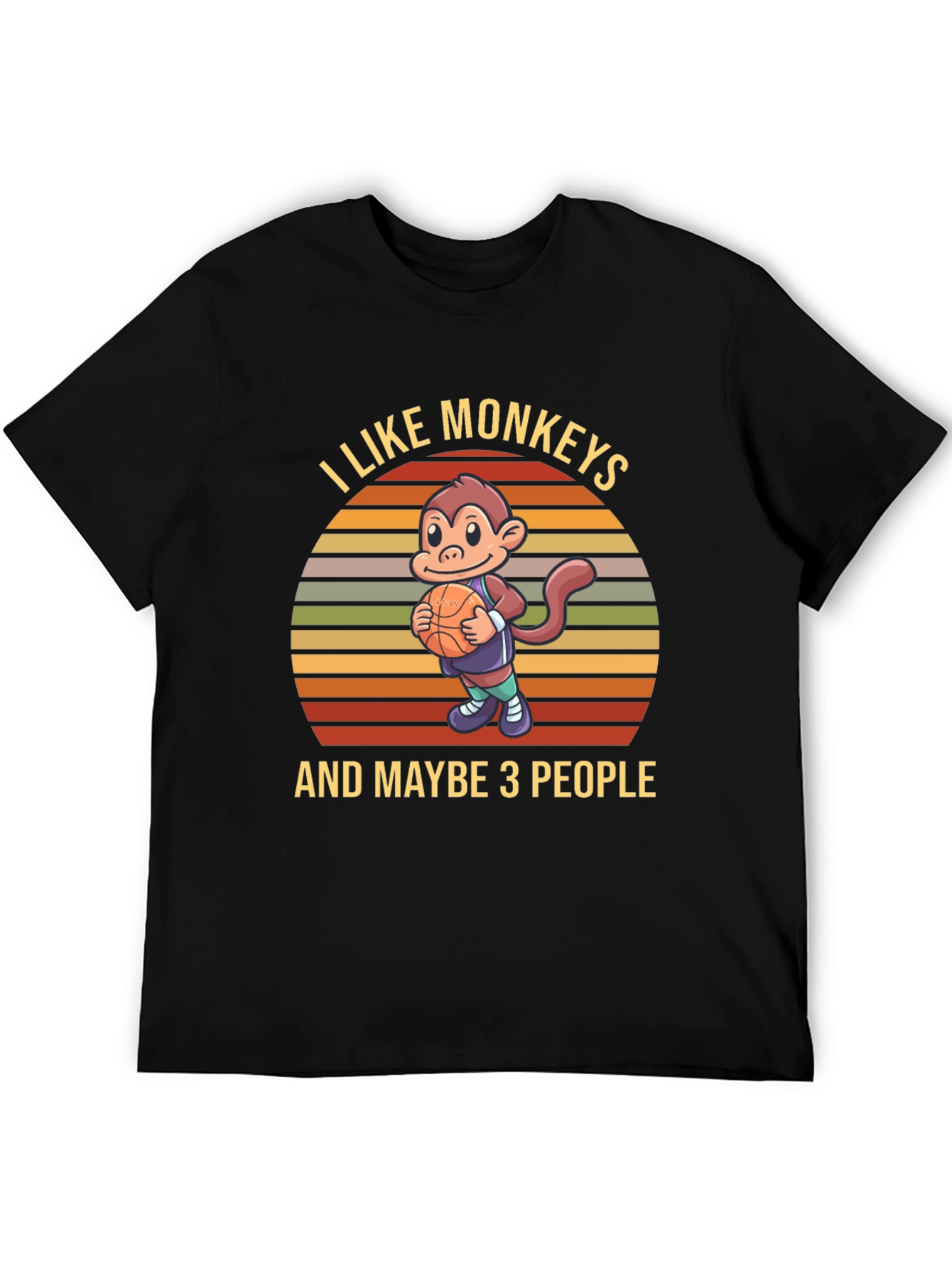 Black I Like Monkeys T-Shirt view 5
