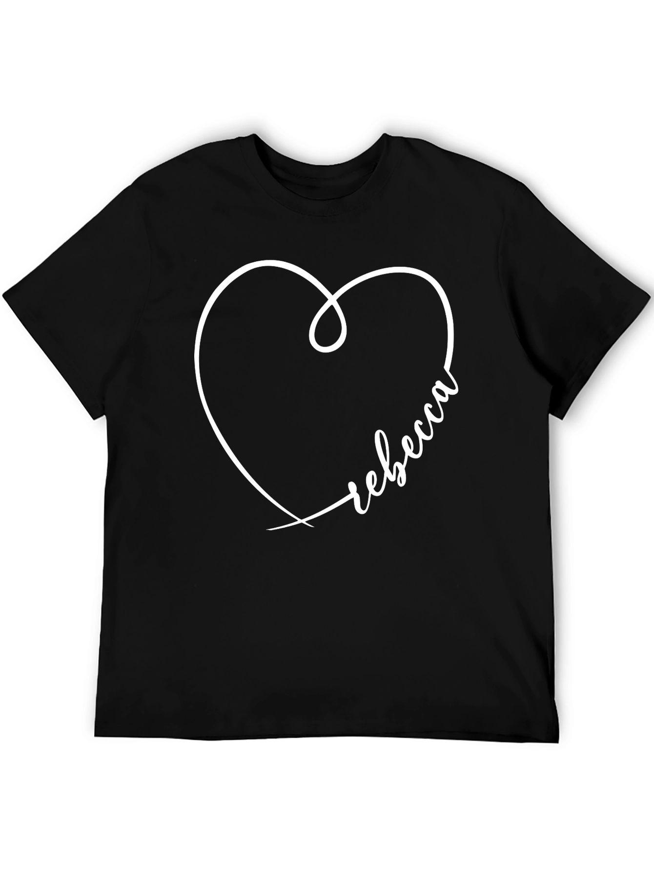 Black Rebecca Heart Tee - Personalized Graphic T-Shirt view 5
