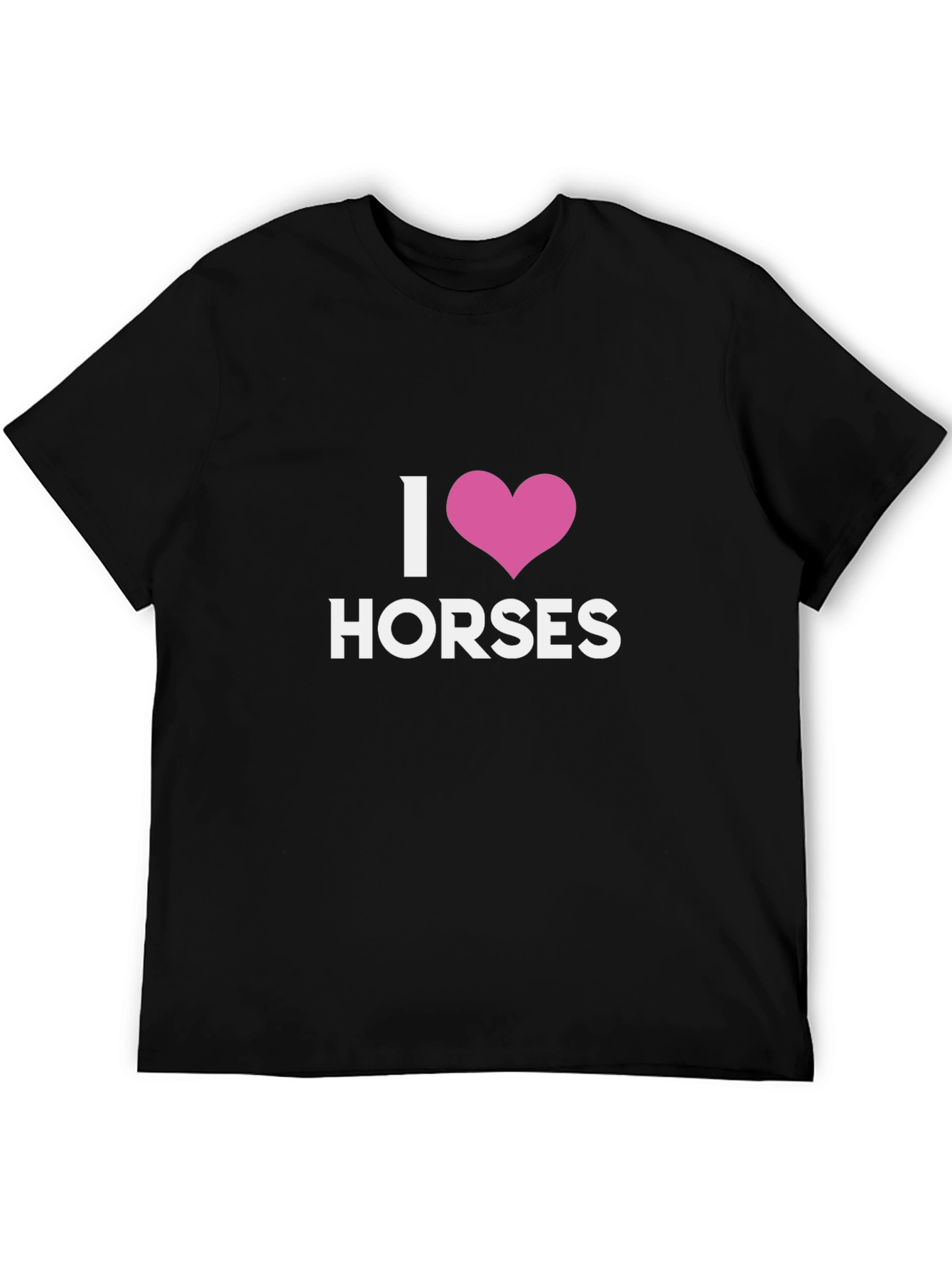 Black I Love Horses Graphic Tee - Black Cotton T-Shirt view 5