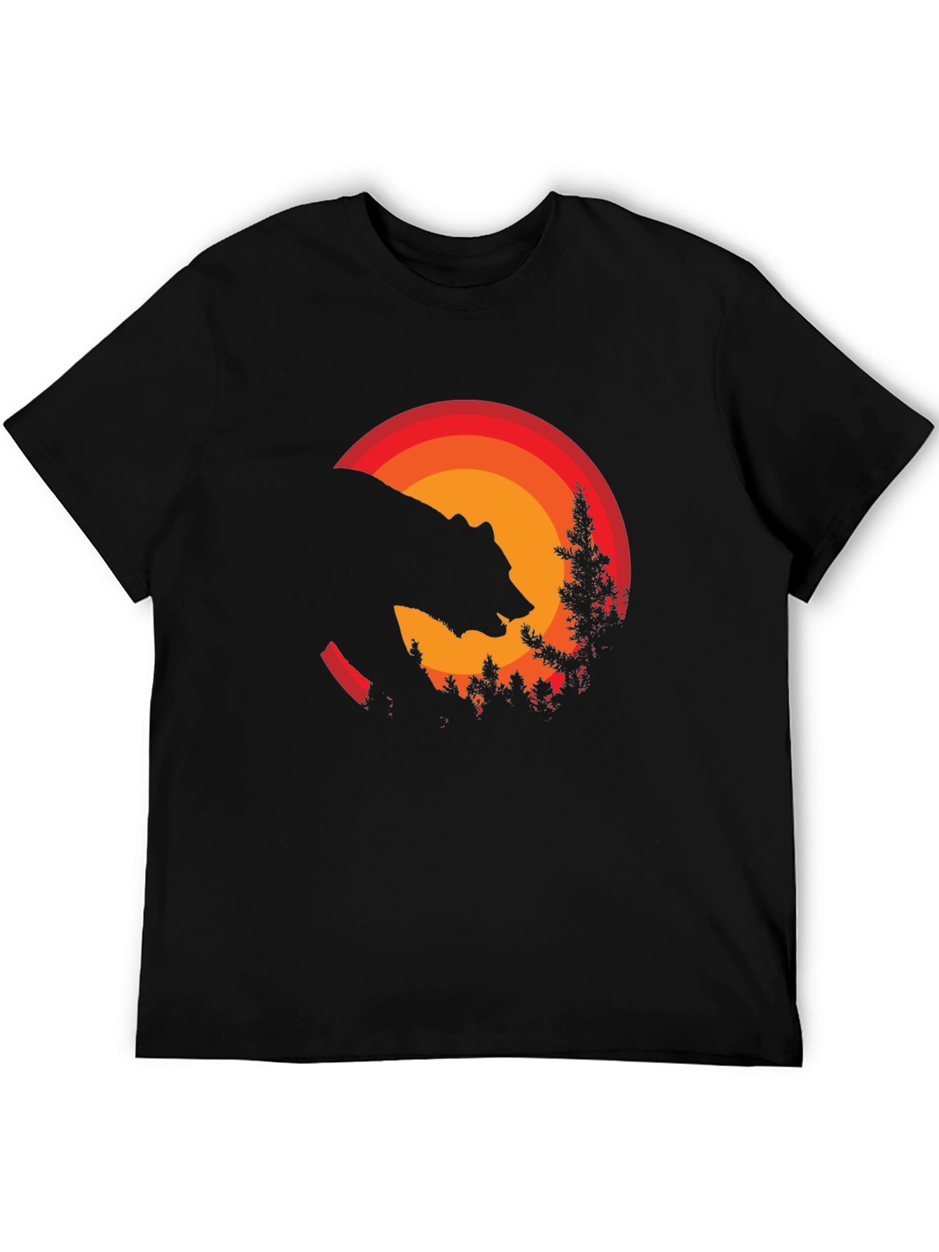 Black Bear Sunset Graphic Tee - Nature Inspired Black T-Shirt view 5
