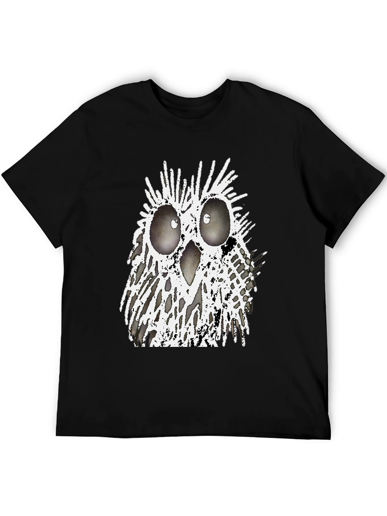 Black Abstract Owl Graphic T-Shirt - Black Crew Neck Tee view 5