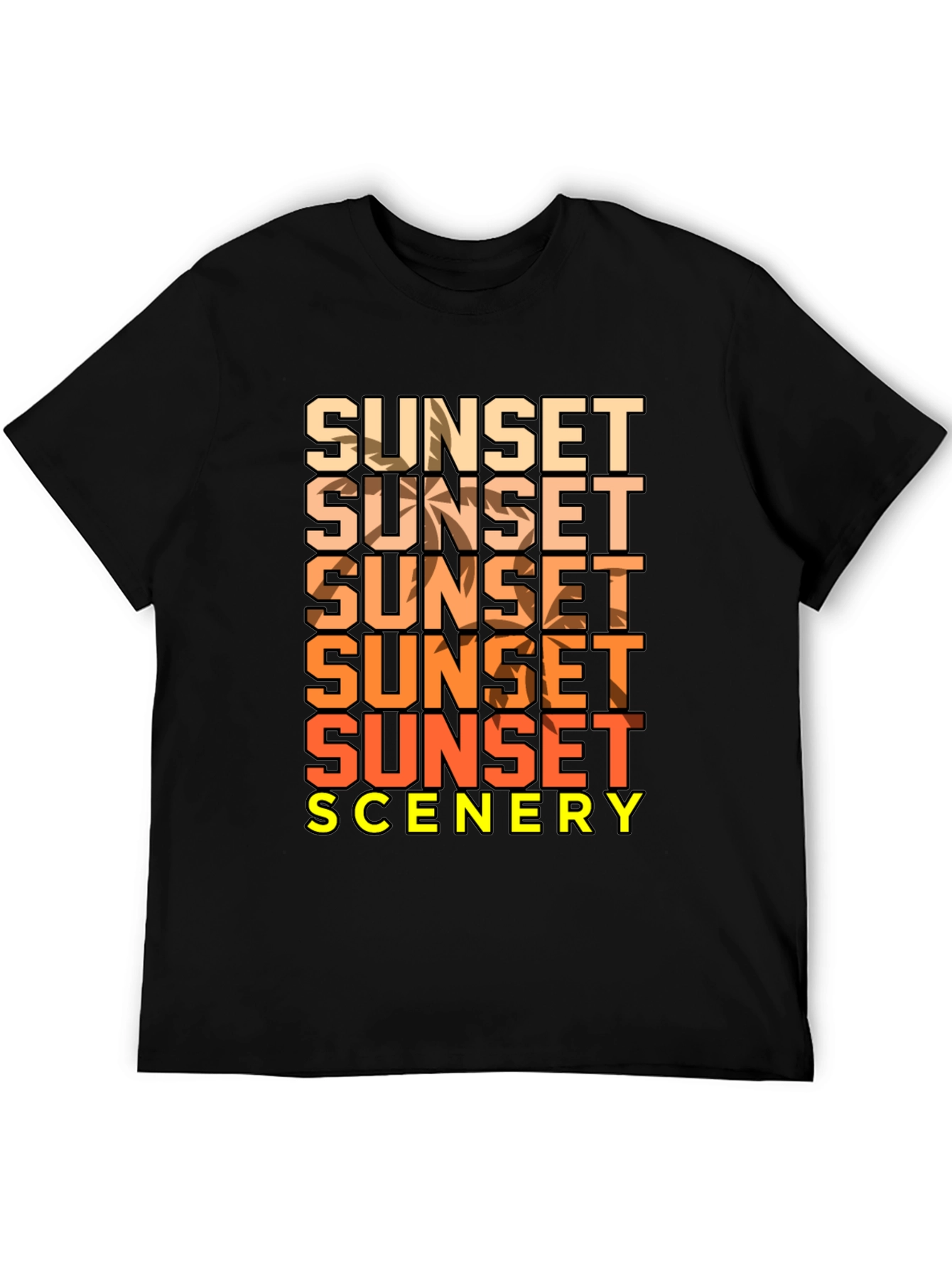 Black Sunset Scenery Graphic T-Shirt - Black view 5