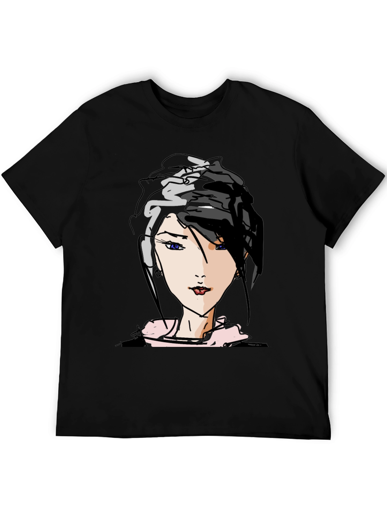 Black Anime Girl Graphic Tee - Trendy Black T-Shirt view 5