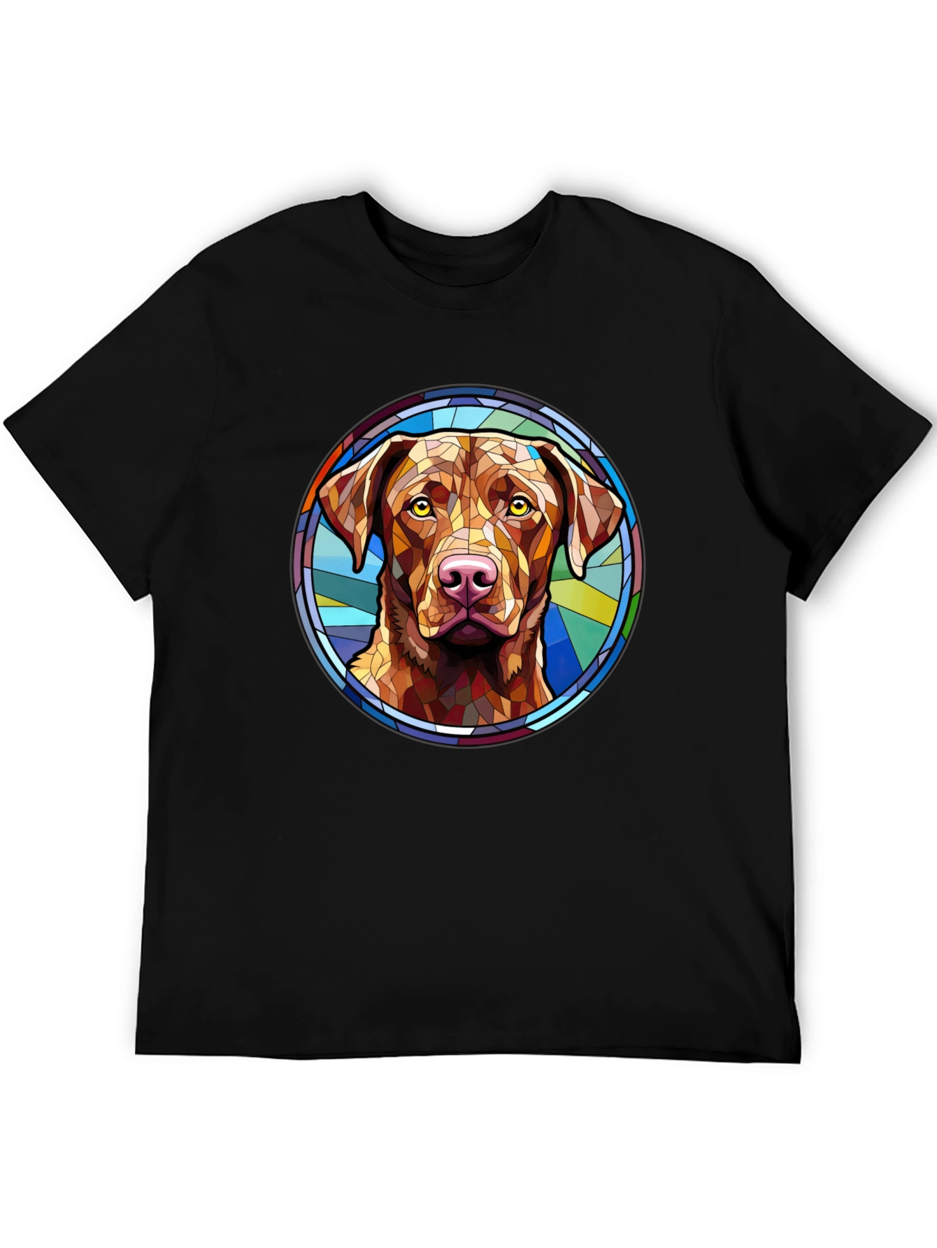 Black Dog Breed Stained Glass Style Tee view 5