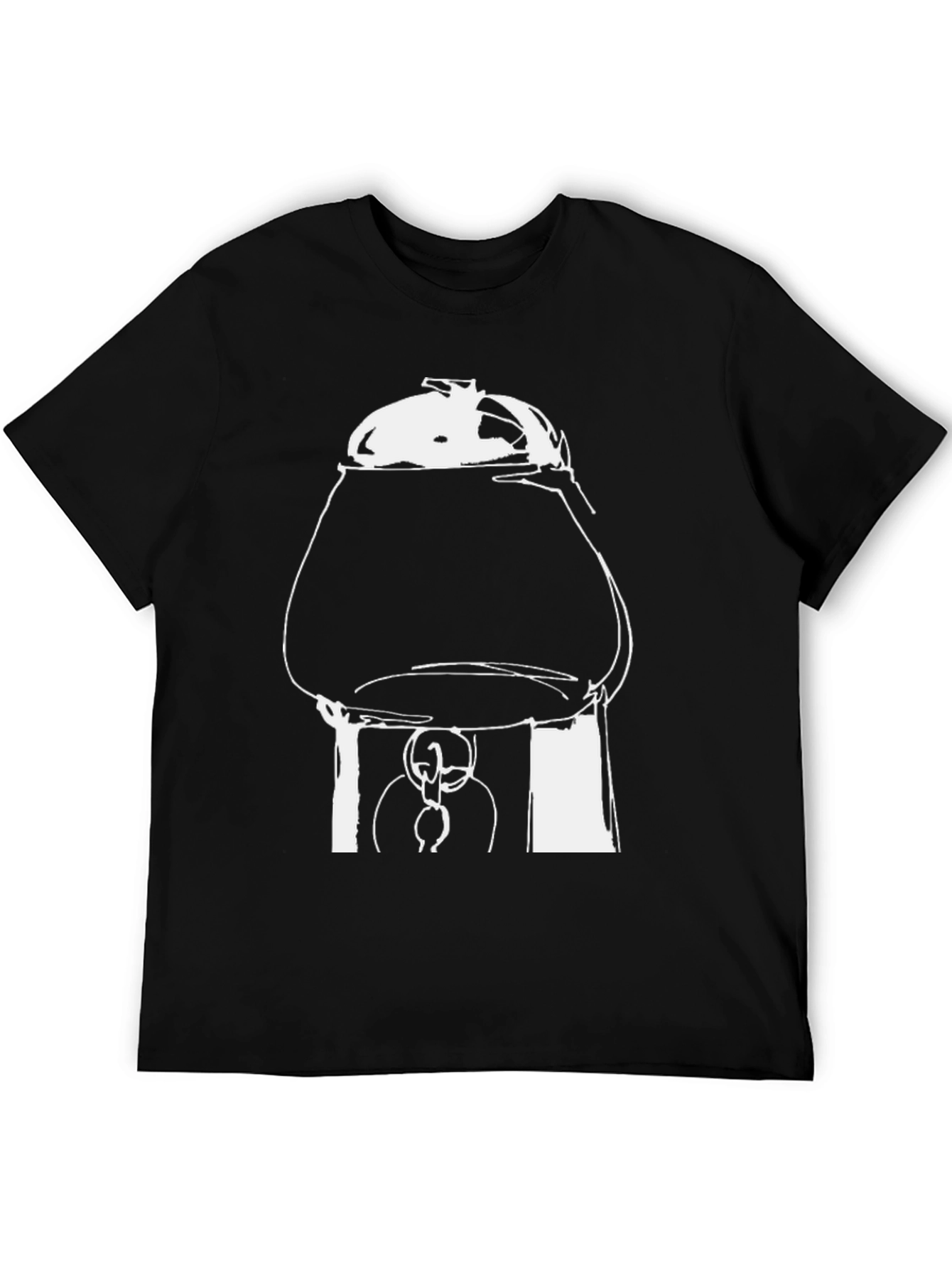 Black Unique Graphic Tee: Coffee Pot Illustration view 5