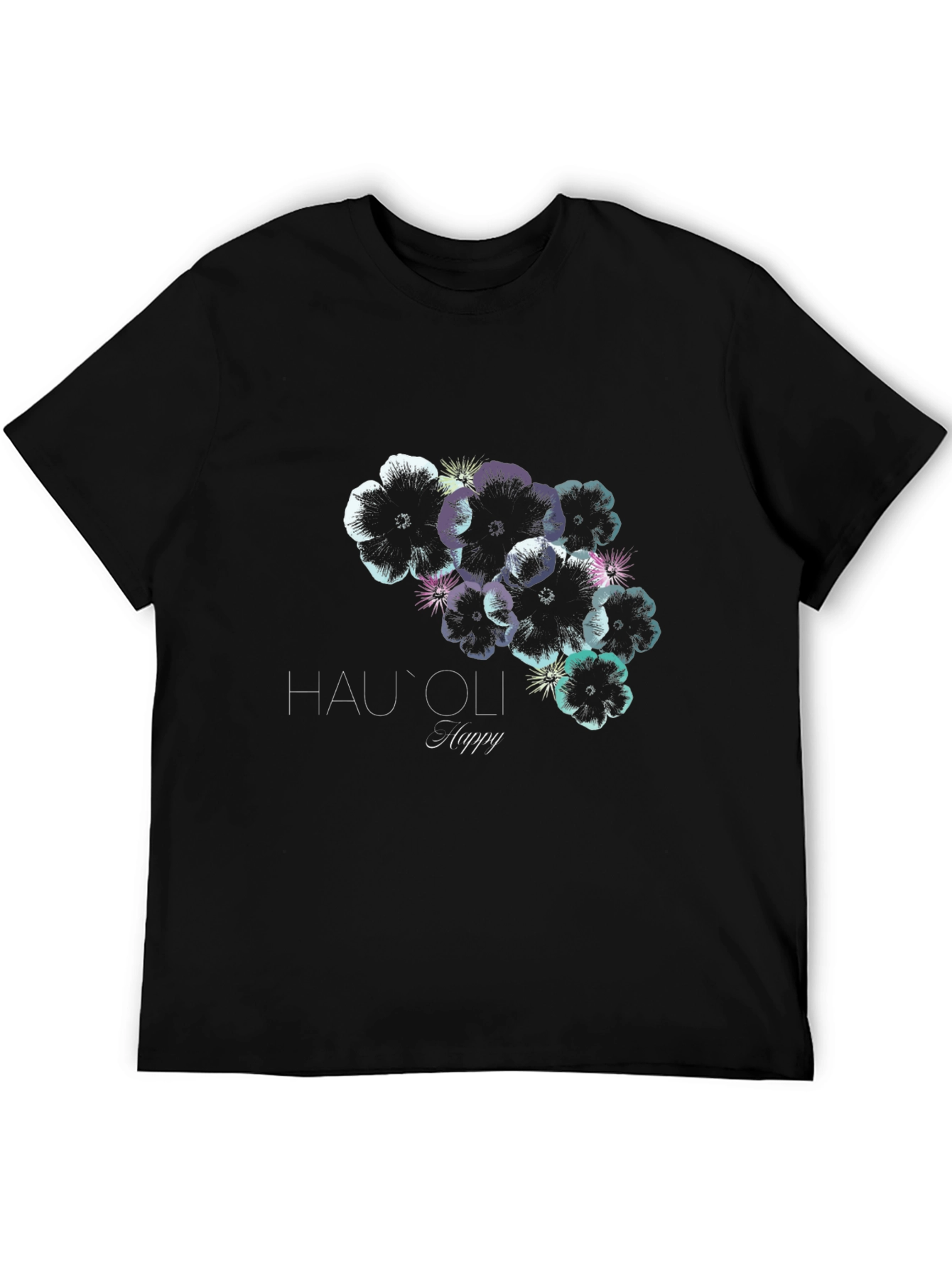 Black Hau'oli Happy Floral Print Black T-Shirt view 5