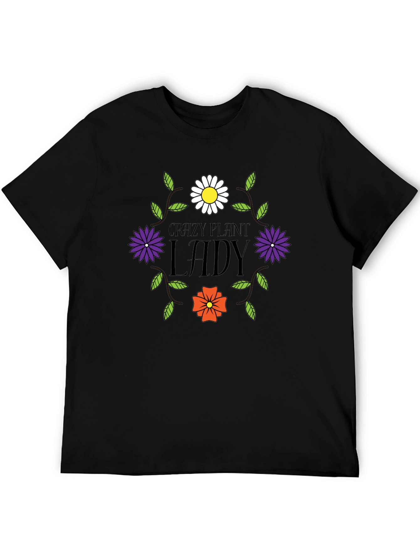 Black Crazy Plant Lady Graphic Tee - Unisex Black T-Shirt view 5