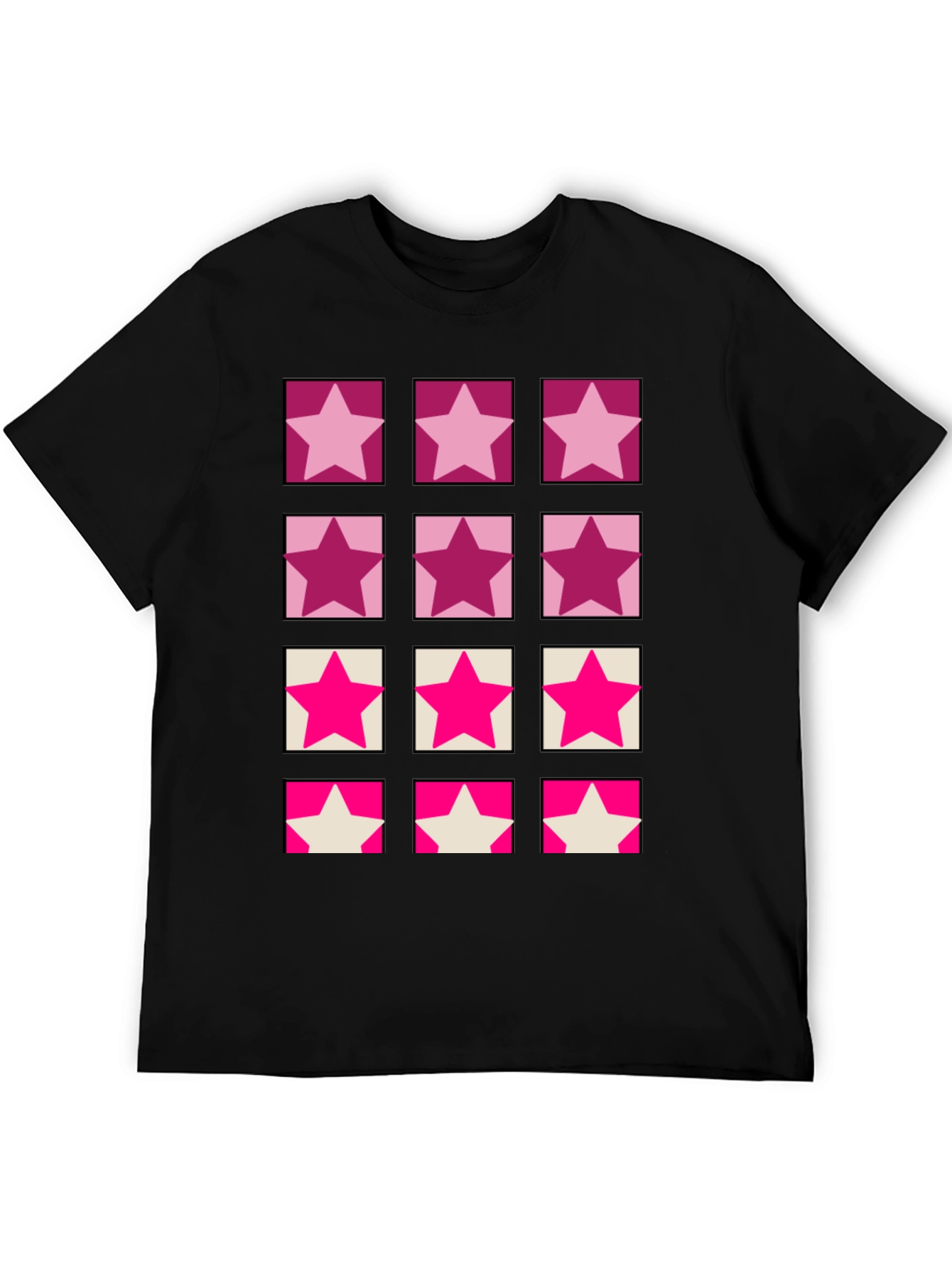 Black Star Pattern Crew Neck T-Shirt view 5