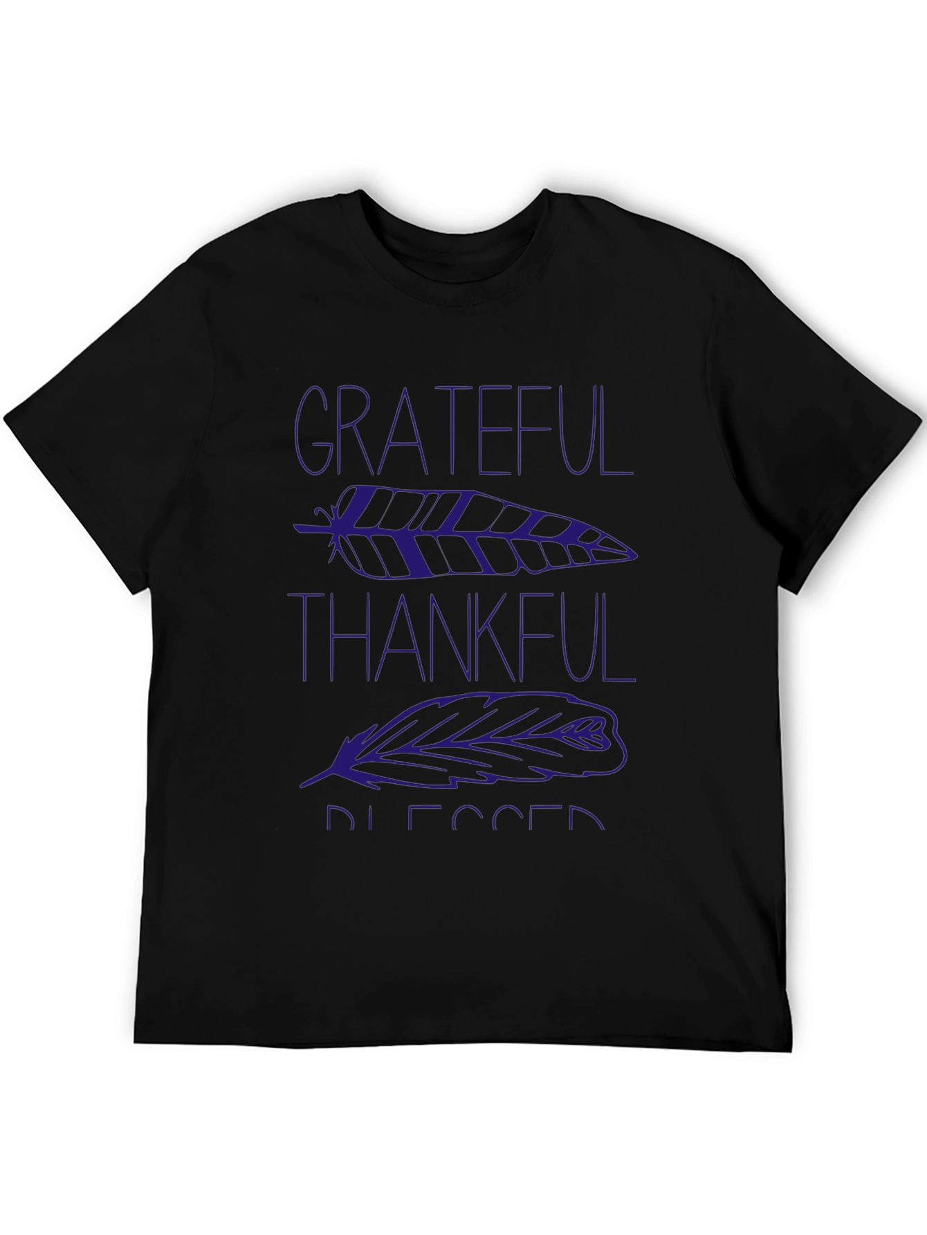 Black Grateful Thankful Blessed Feather Graphic T-Shirt view 5