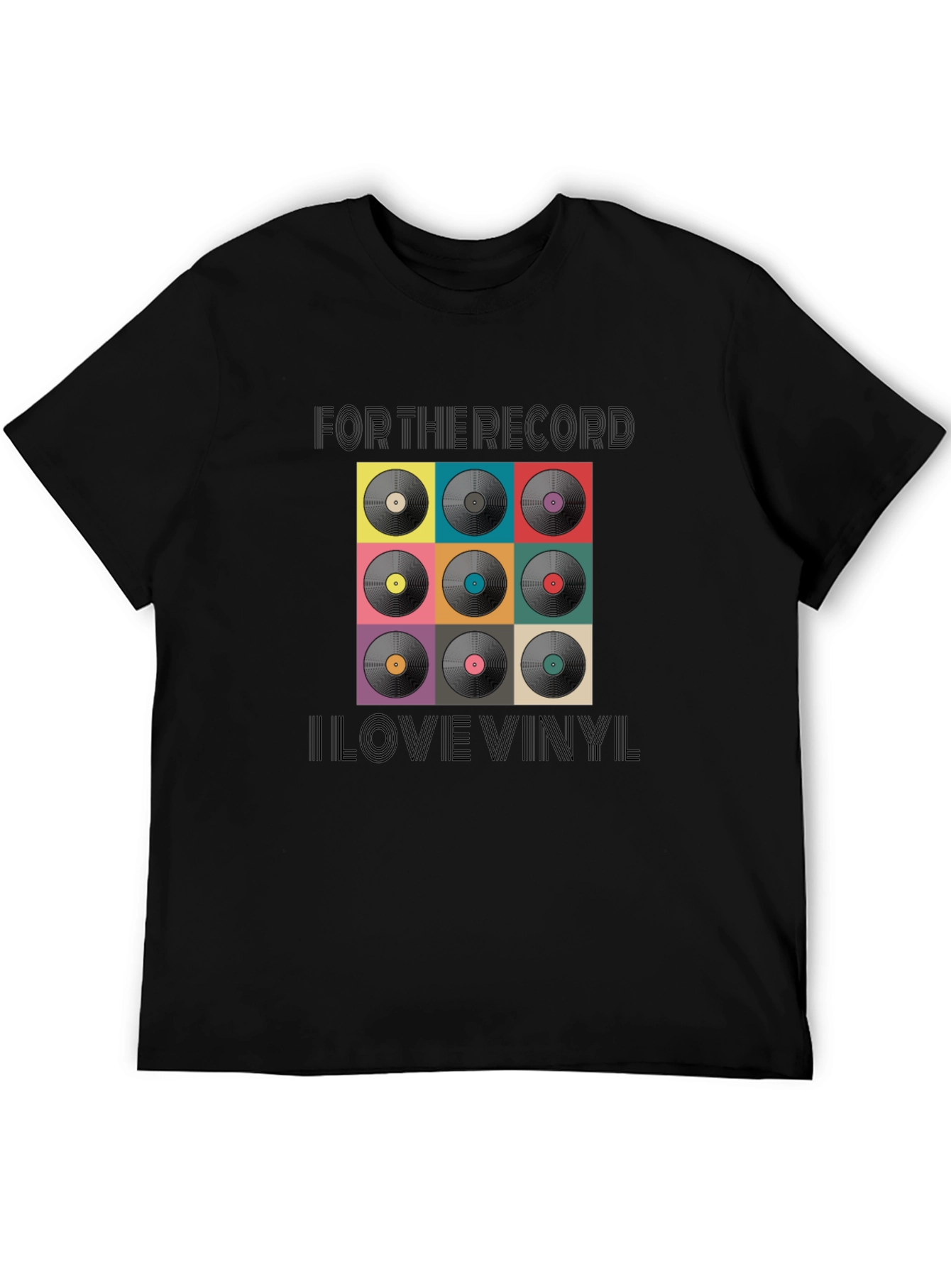 Black For the Record I Love Vinyl Black T-Shirt view 5