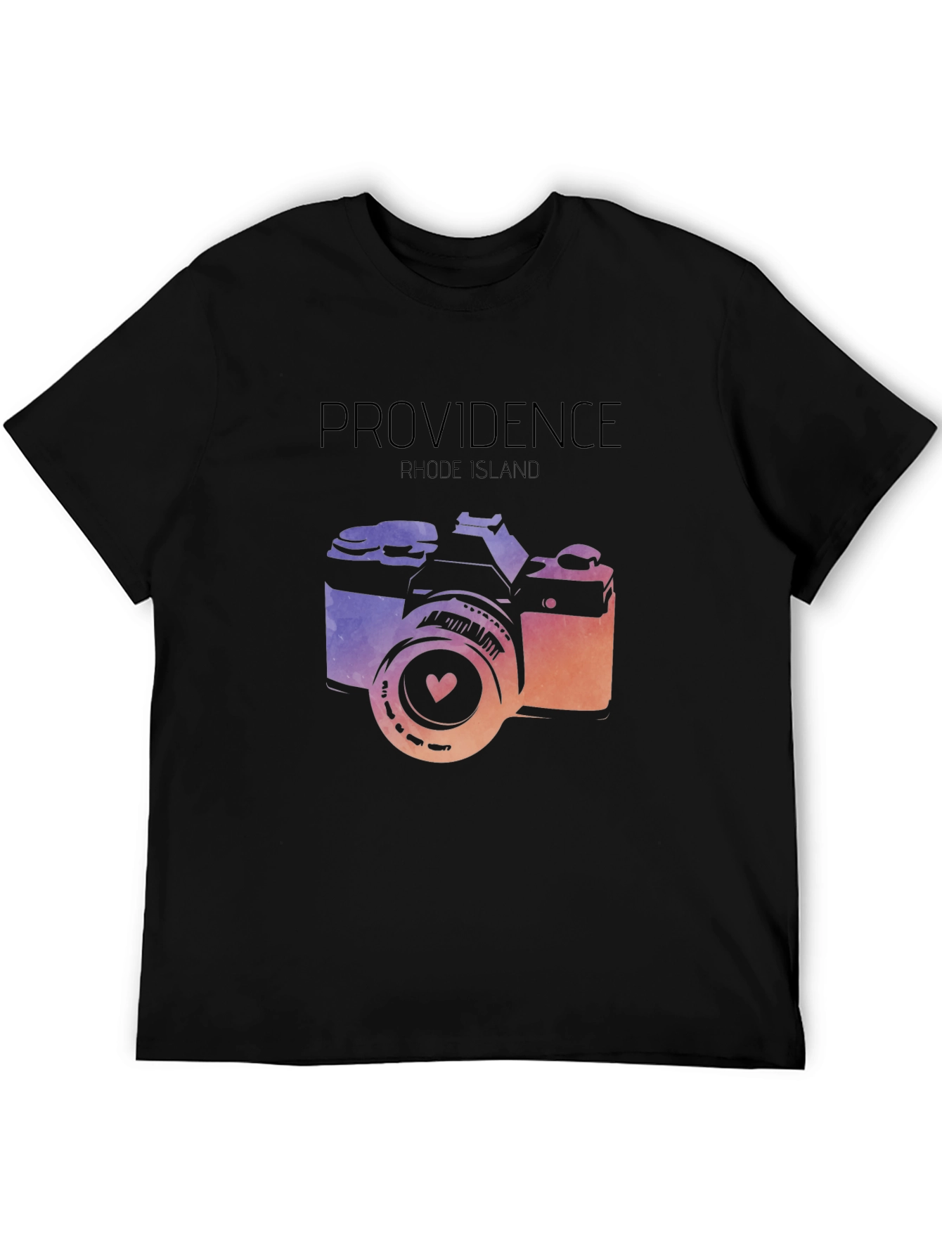 Black Providence Rhode Island Camera Graphic T-Shirt view 5