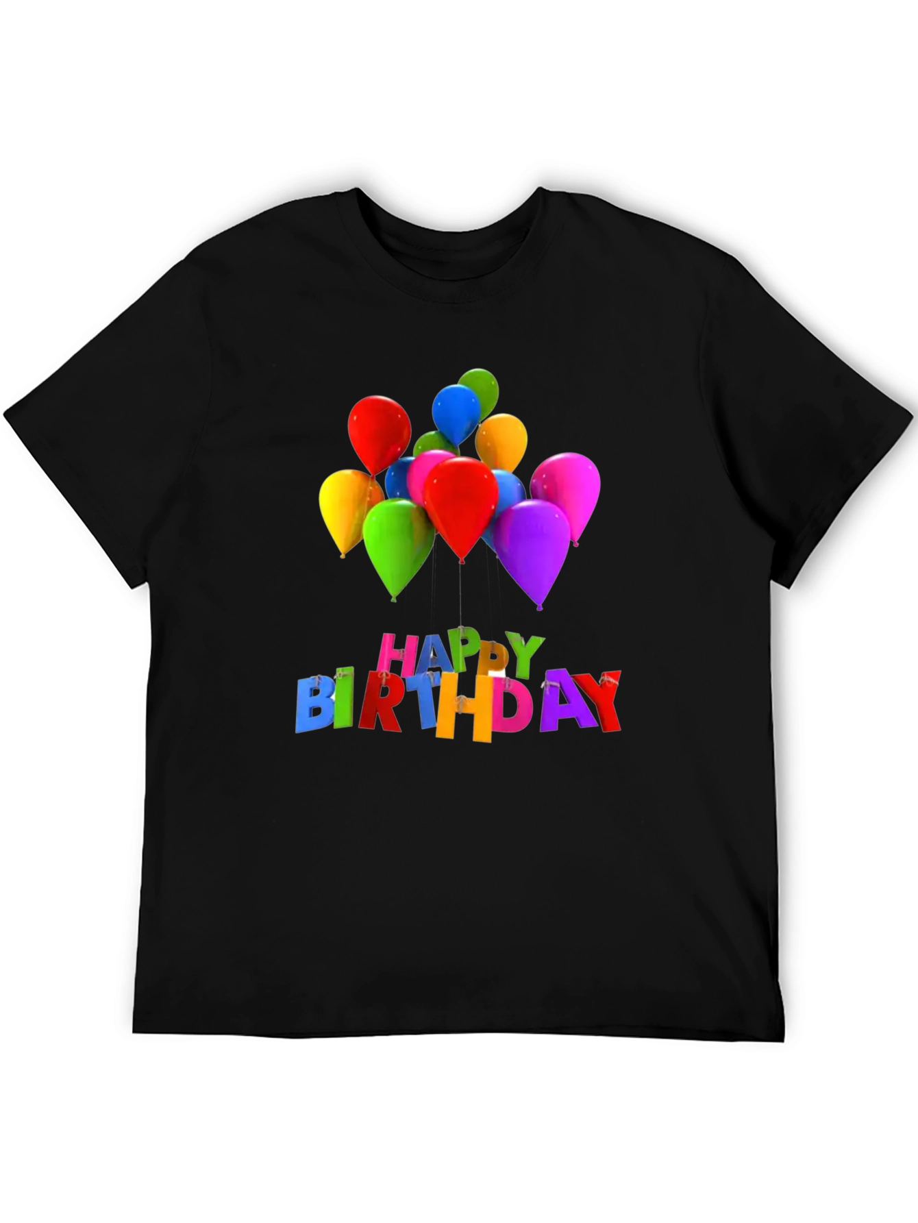 Black Happy Birthday Balloons Graphic Tee - Black view 5