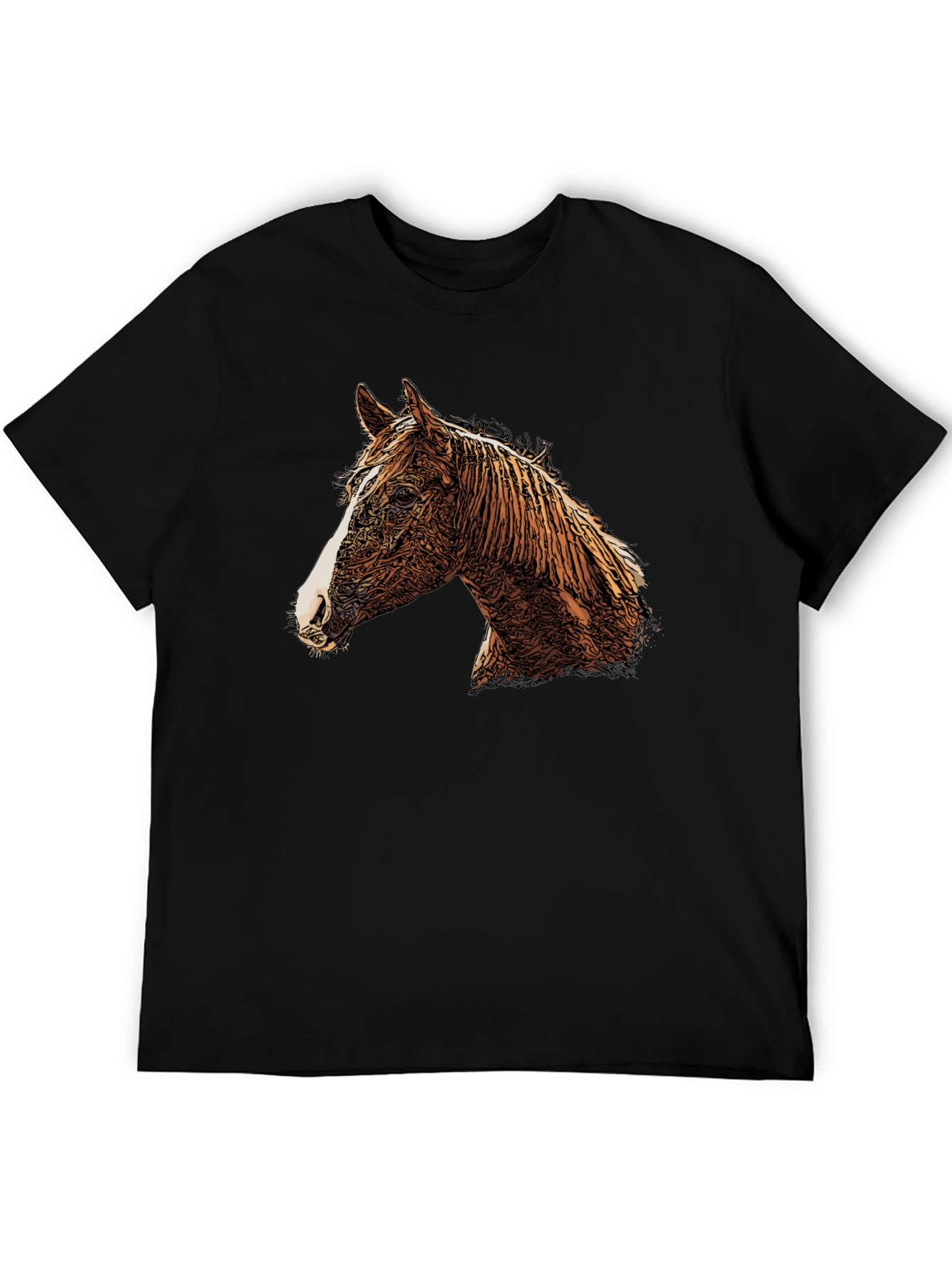 Black Horse Graphic Print Crew Neck T-Shirt view 5