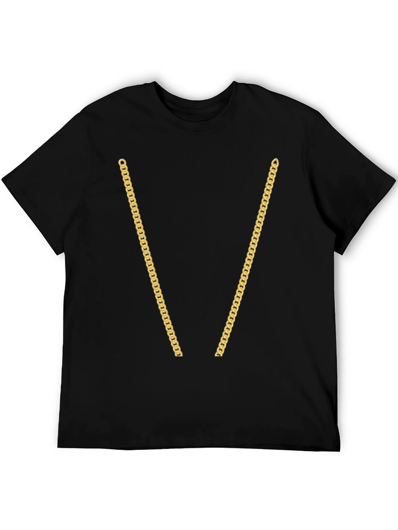 Black Gold Chain Print Black T-Shirt view 5