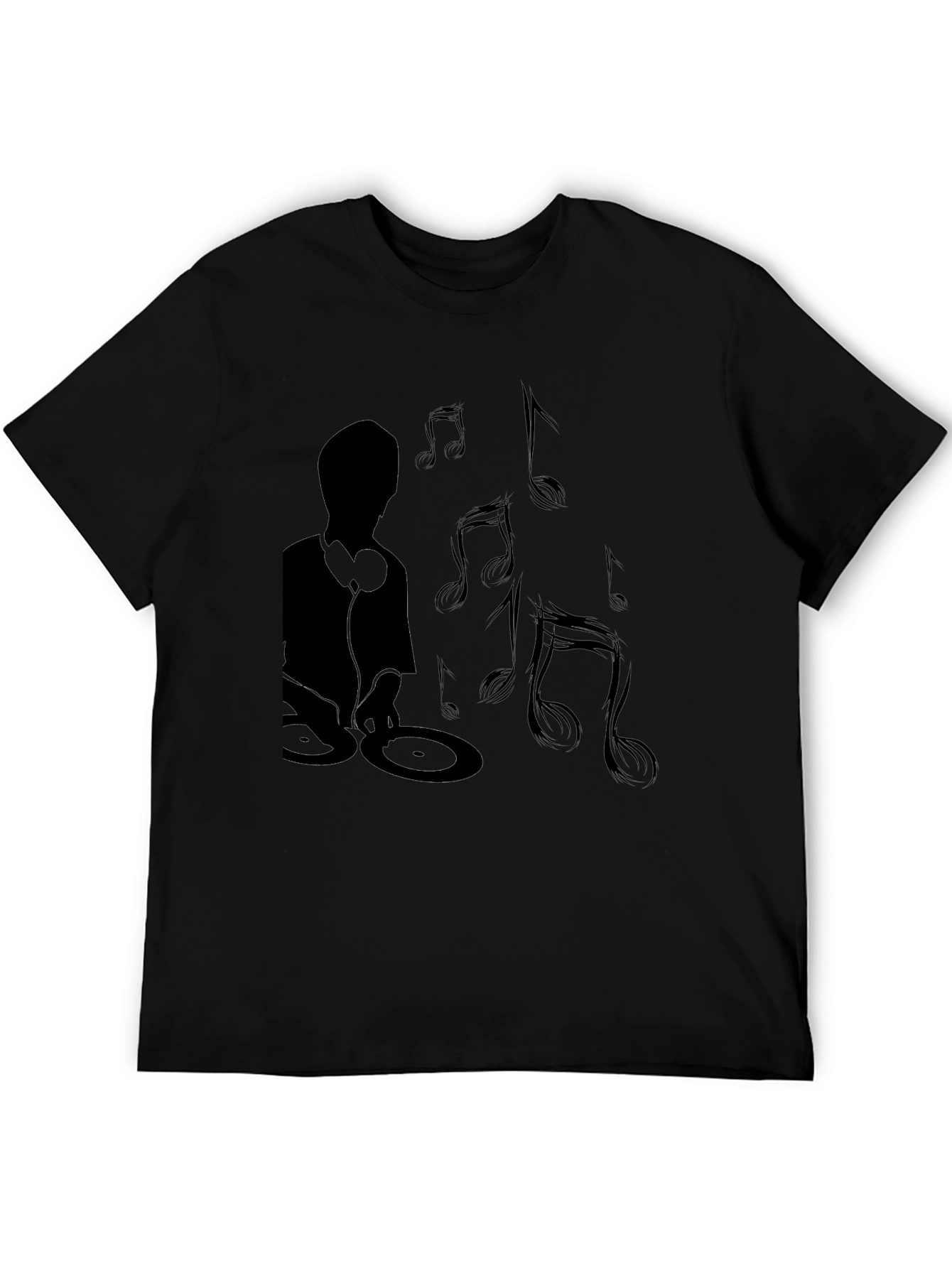 Black DJ Music Graphic Tee - Black Cotton Shirt view 5