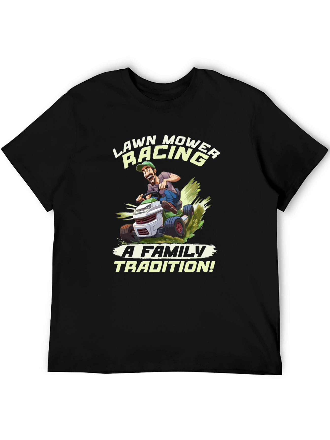 Black Lawn Mower Racing T-Shirt - Family Tradition Tee view 5