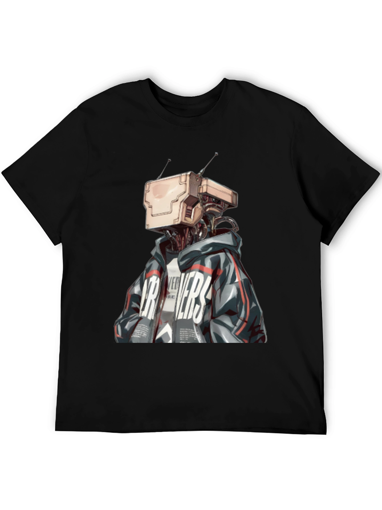 Black Robot Head Graphic Black T-Shirt view 5
