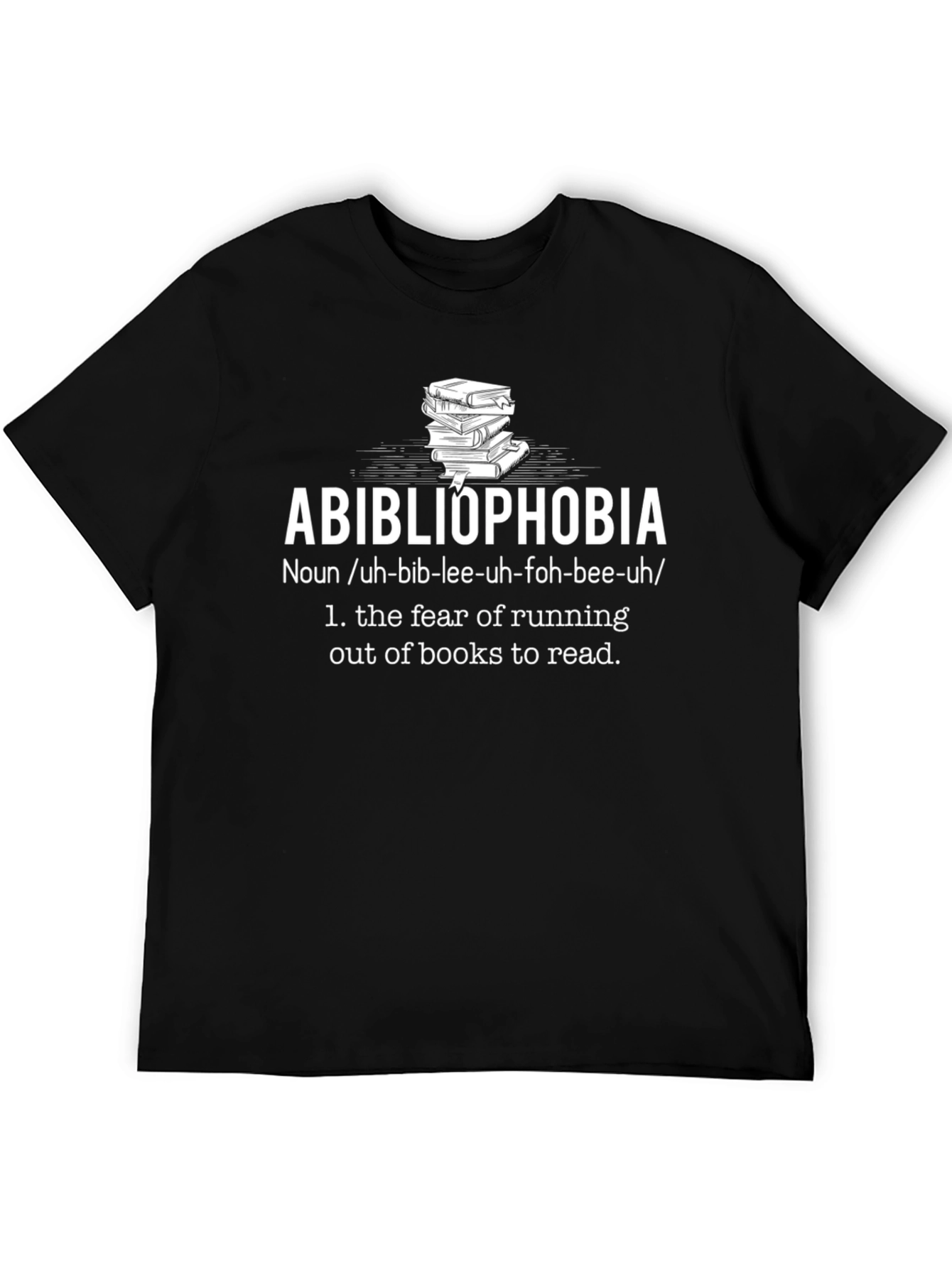 Black Abibliophobia T-Shirt - Book Lover's Fear view 5