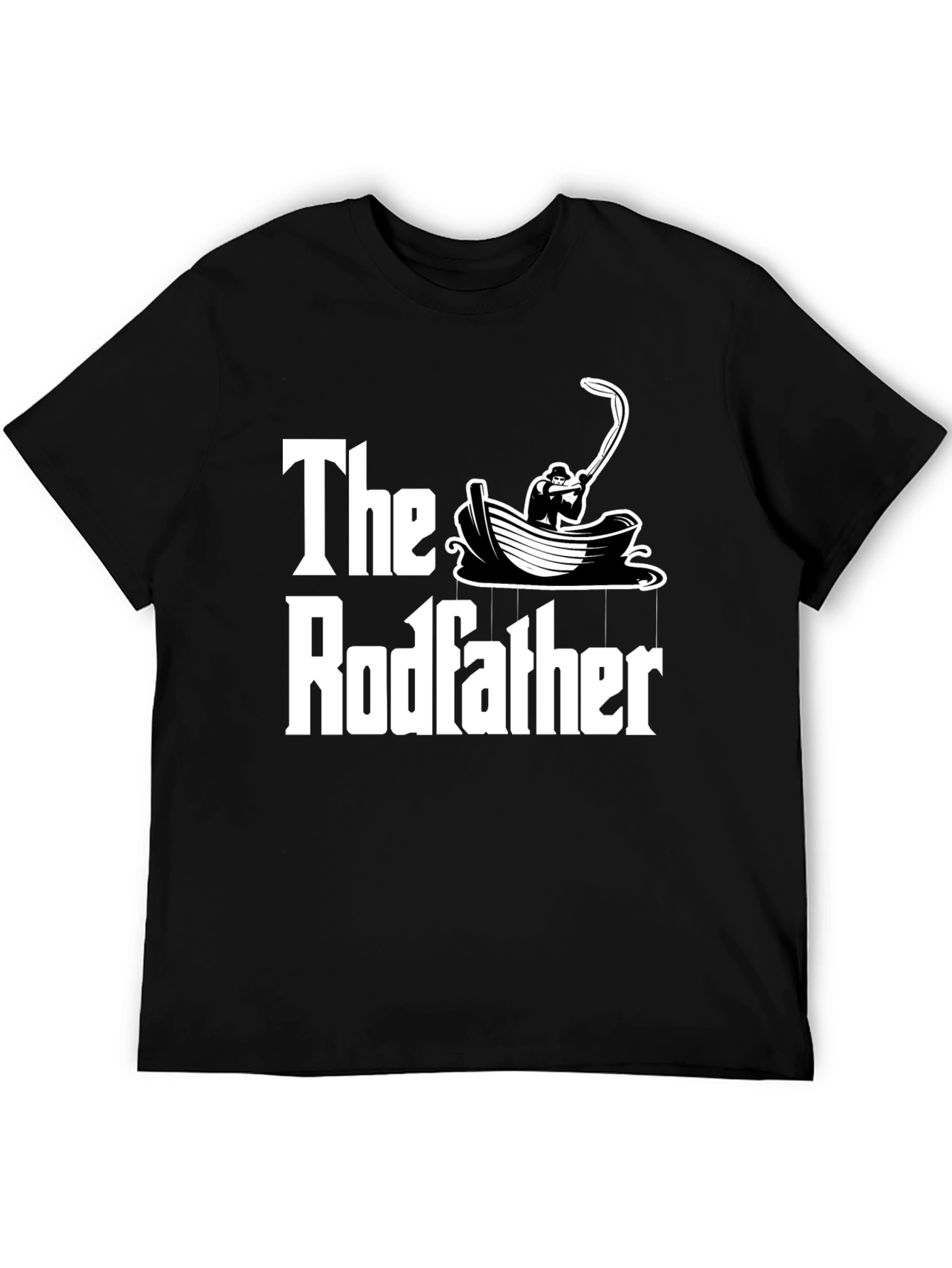 Black The Rodfather T-Shirt Fishing Design view 5