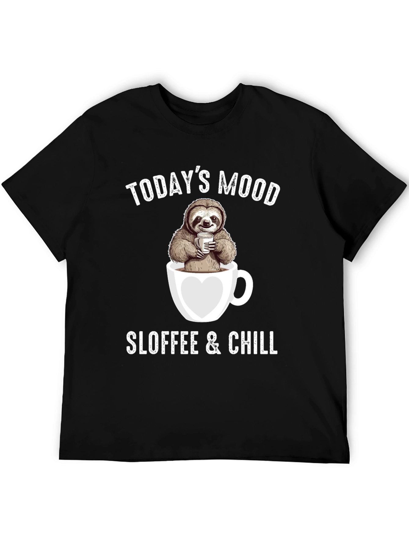 Black Sloffee & Chill Sloth Coffee Lover T-Shirt view 5