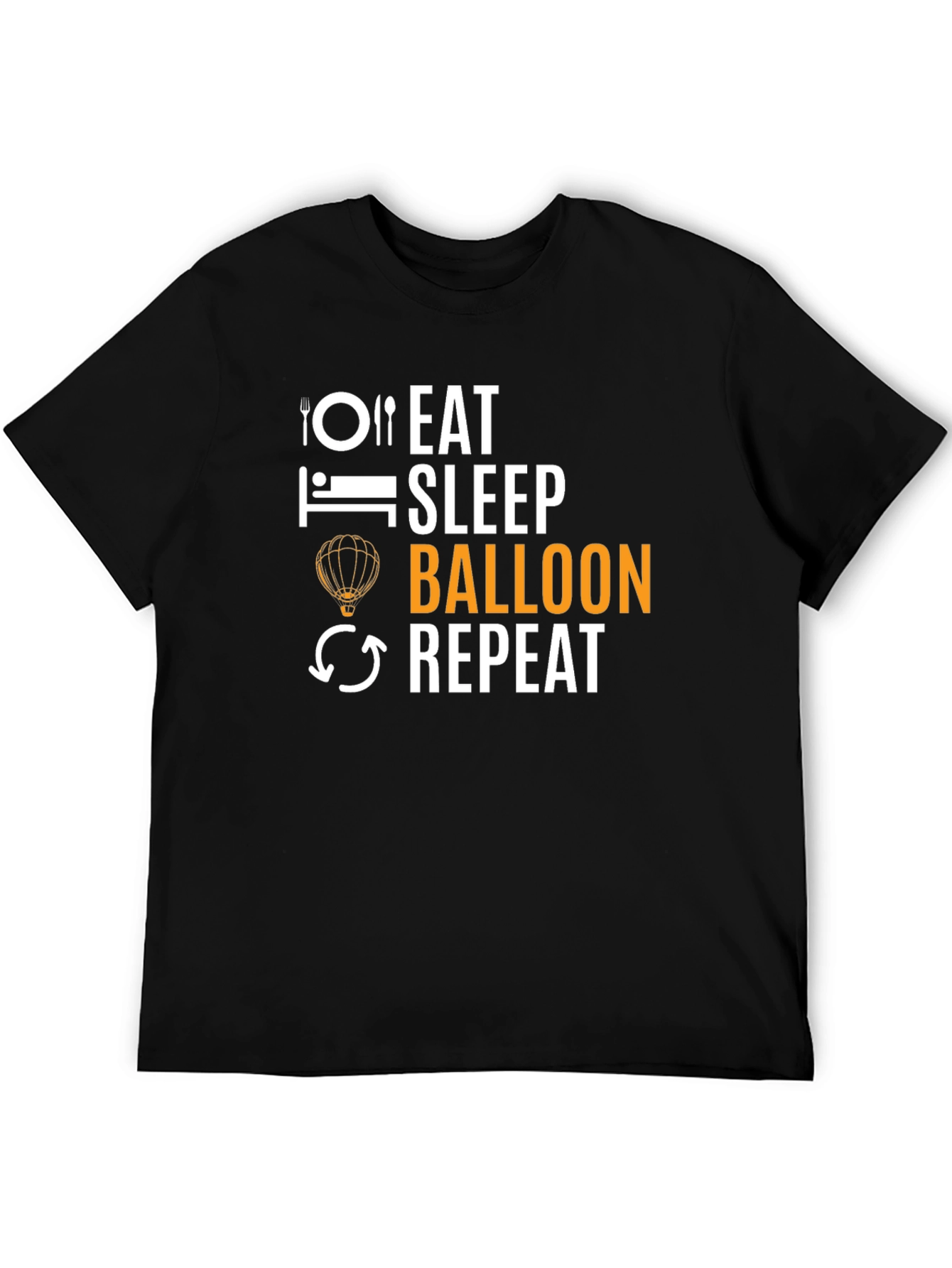 Black Eat Sleep Balloon Repeat T-Shirt - Black view 5