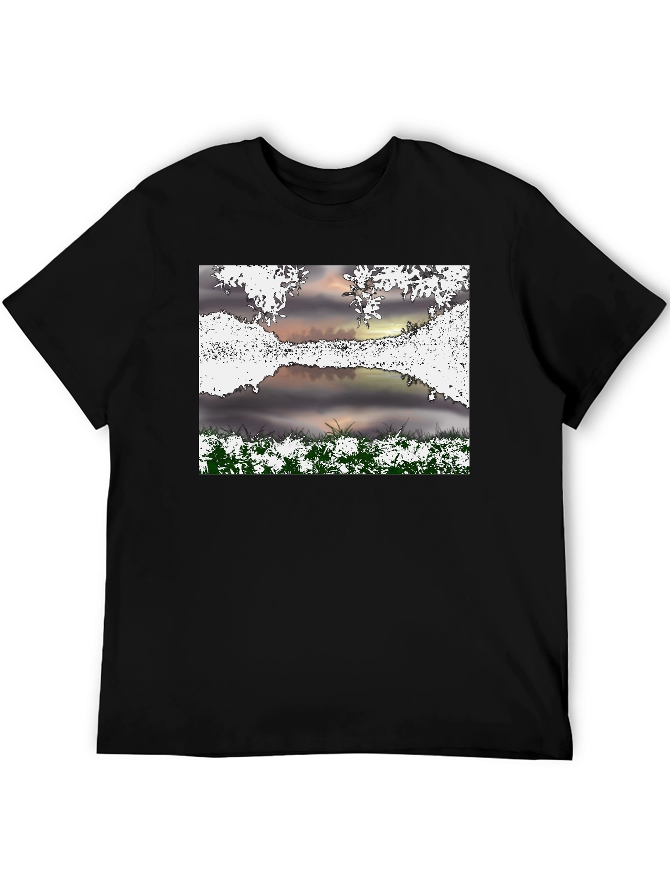 Black Nature Scene Graphic T-Shirt view 5