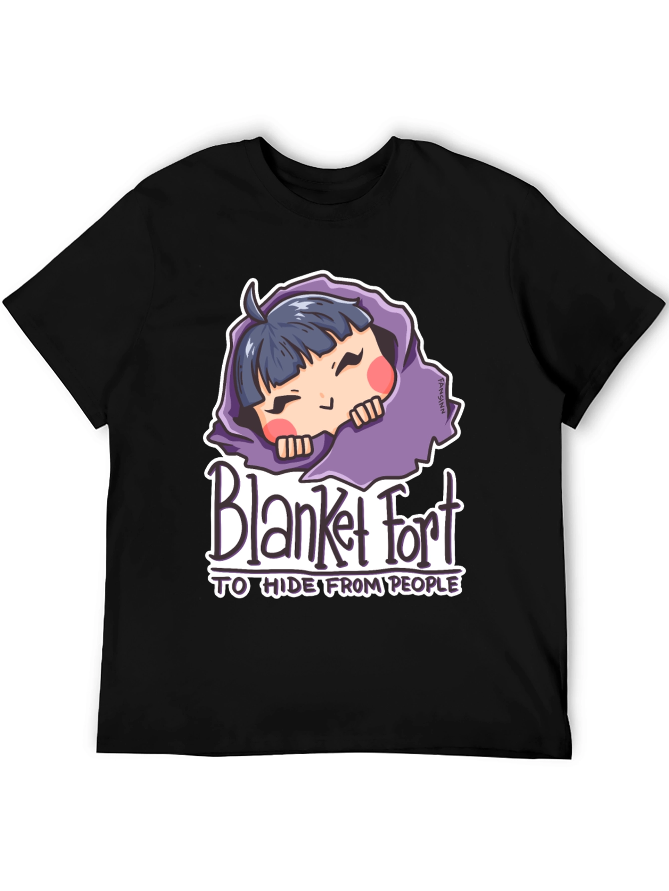 Black Blanket Fort T-Shirt: Hide From People Comfortably view 5