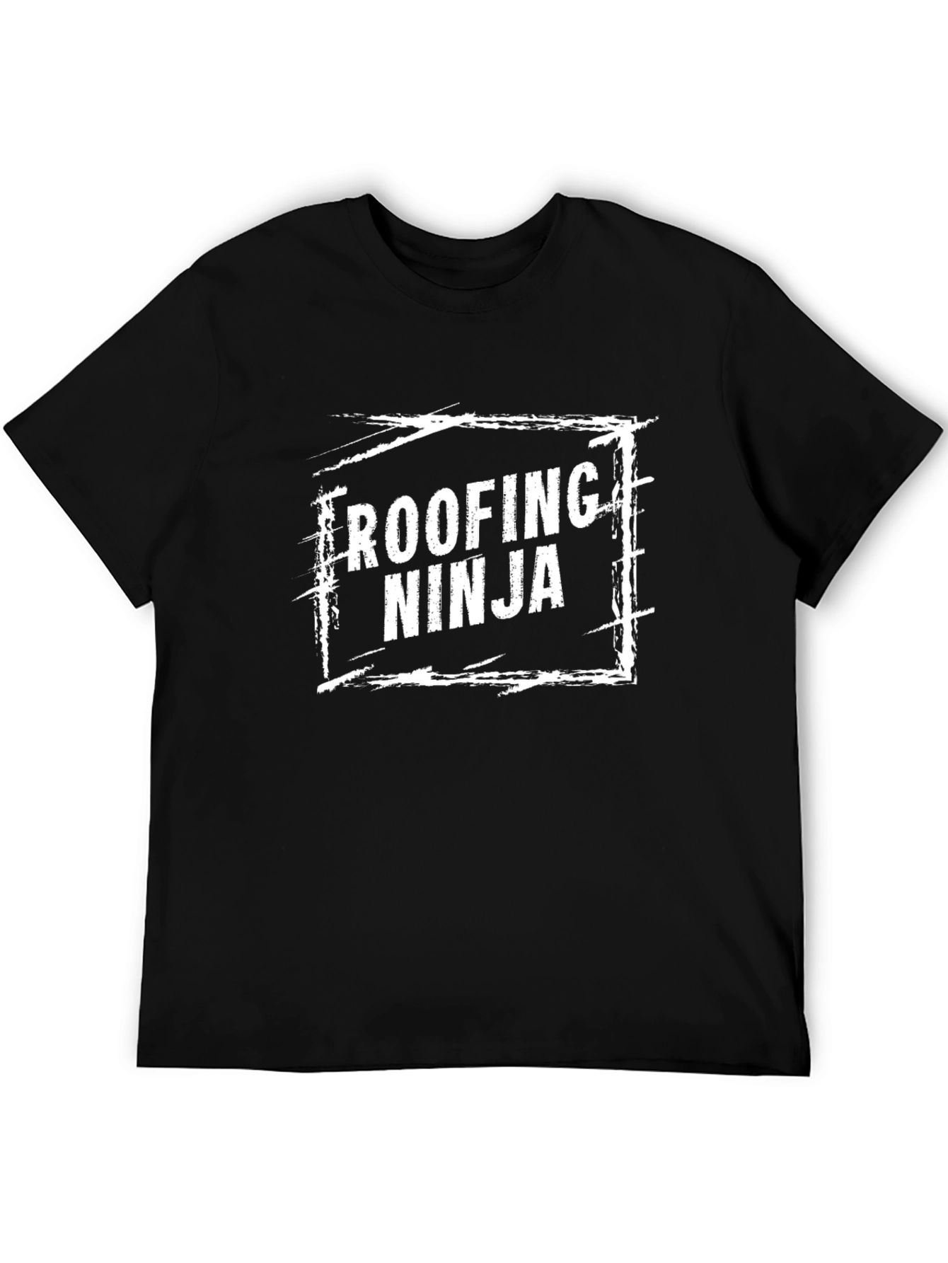 Black Roofing Ninja Graphic T-Shirt - Black Crew Neck Tee view 5