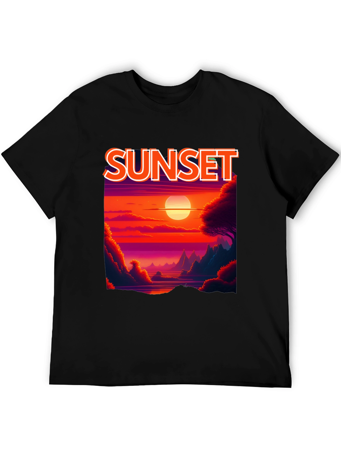 Black Sunset Graphic T-Shirt - Vibrant Landscape Tee view 5