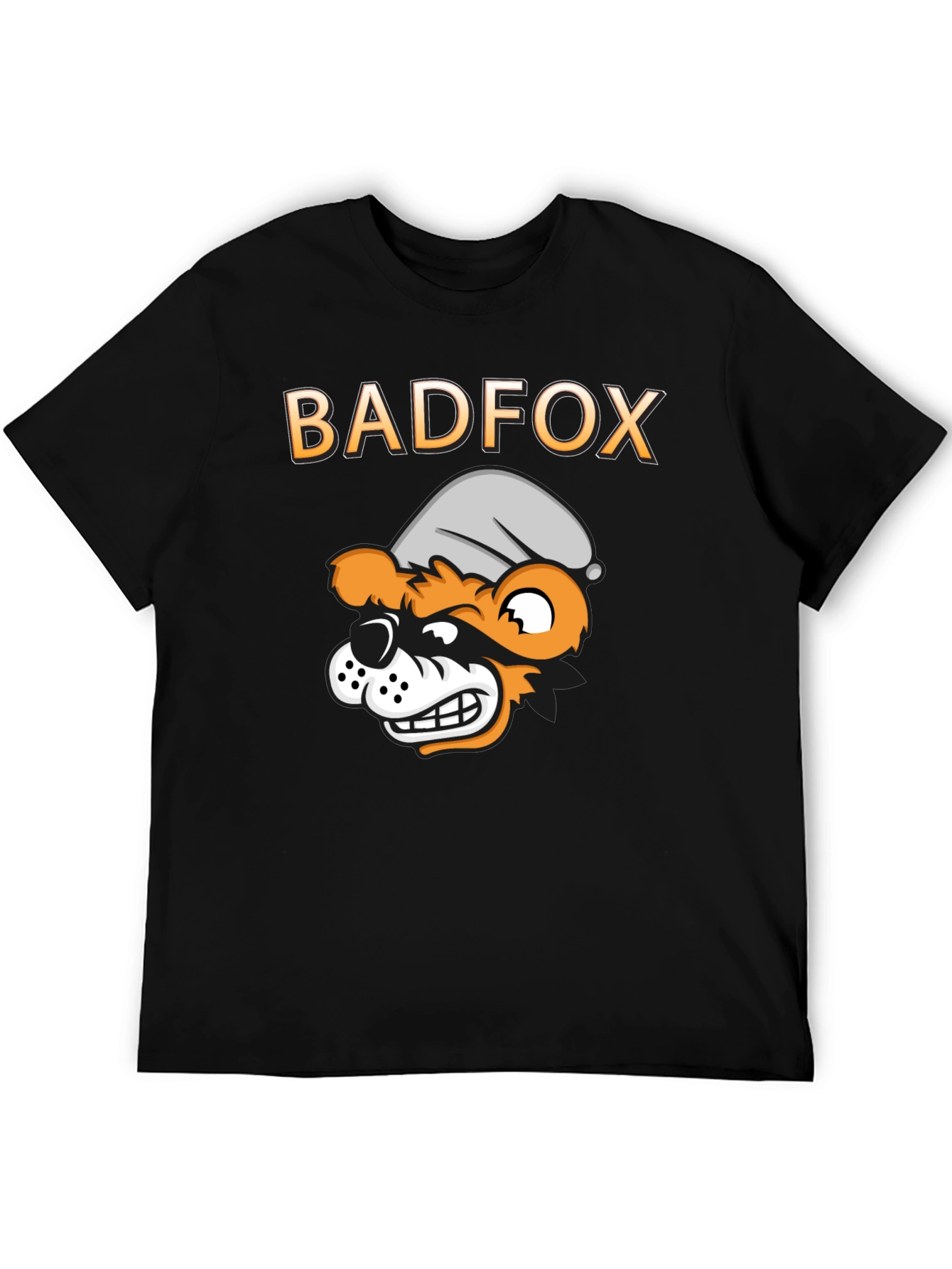 Black Bad Fox Cartoon Graphic Print T-Shirt view 5