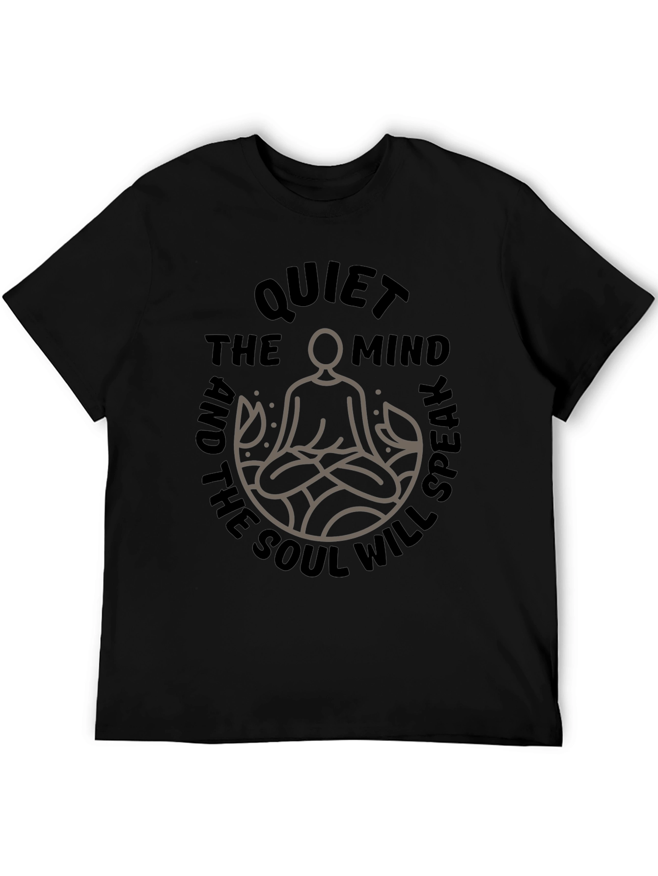 Black Quiet Mind Soul Speak Graphic Tee - Zen Meditation Shirt view 5