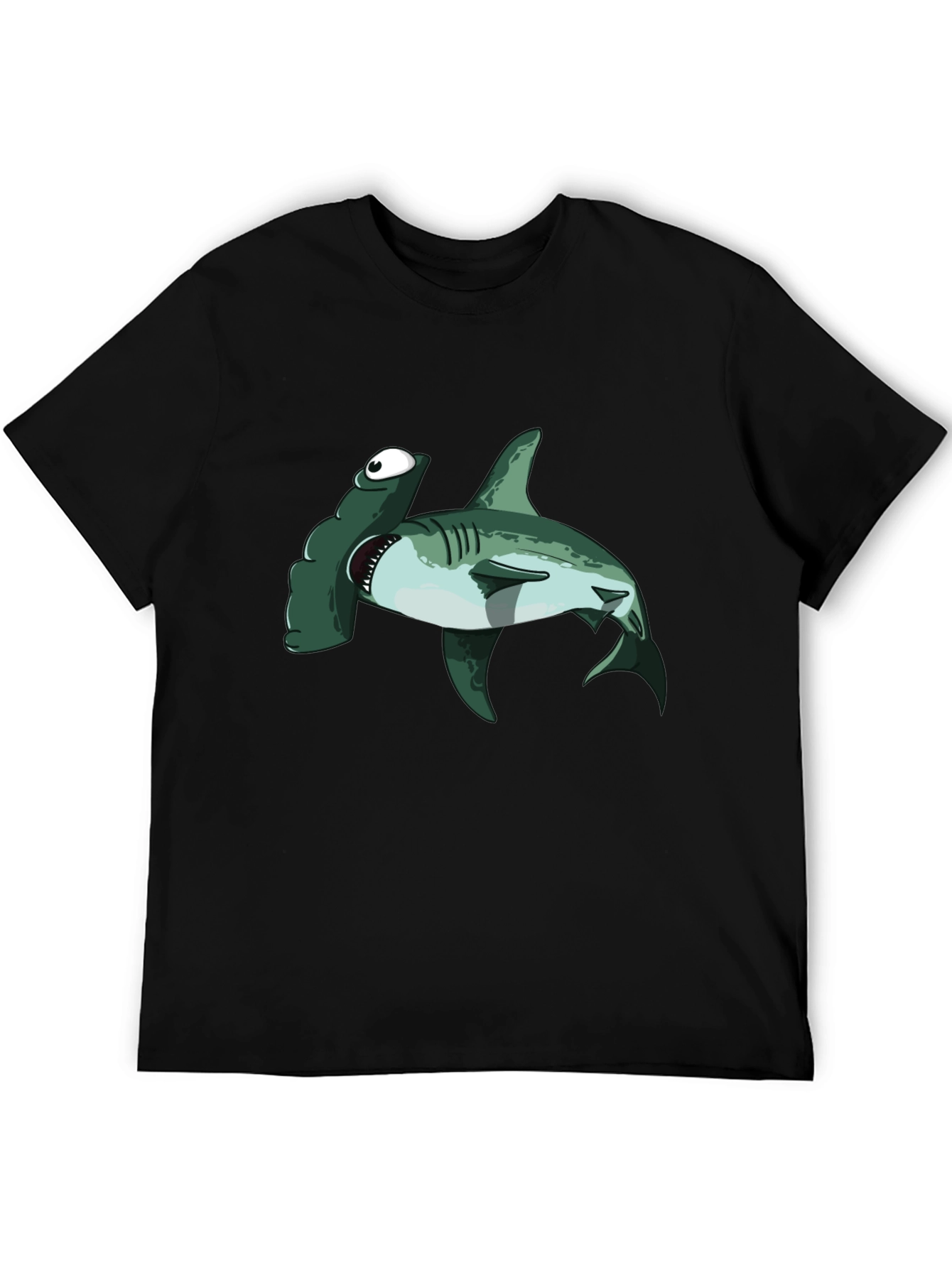 Black Hammerhead Shark T-Shirt - Cartoon Design view 5